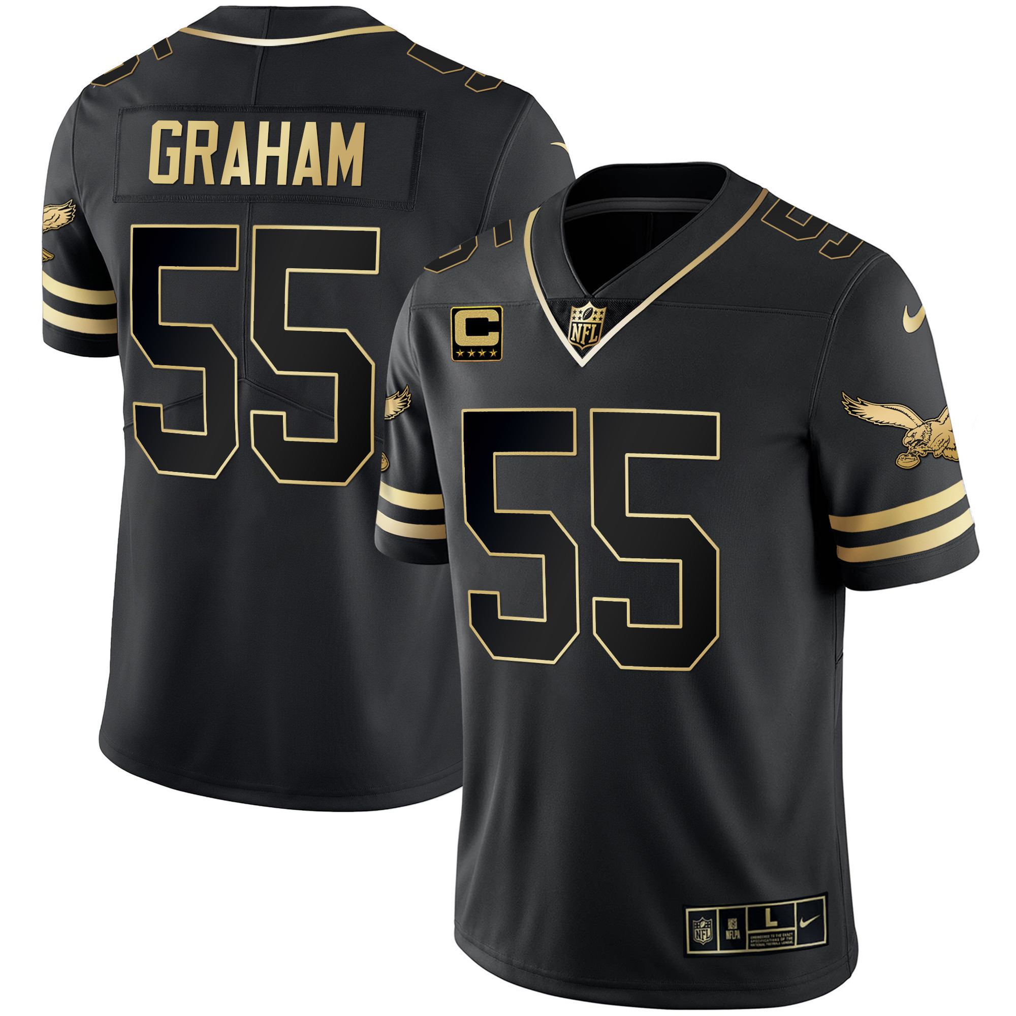 Brandon Graham Men's Philadelphia Eagles Gold & Kelly Vapor V2 Black Gold Jersey - All Stitched