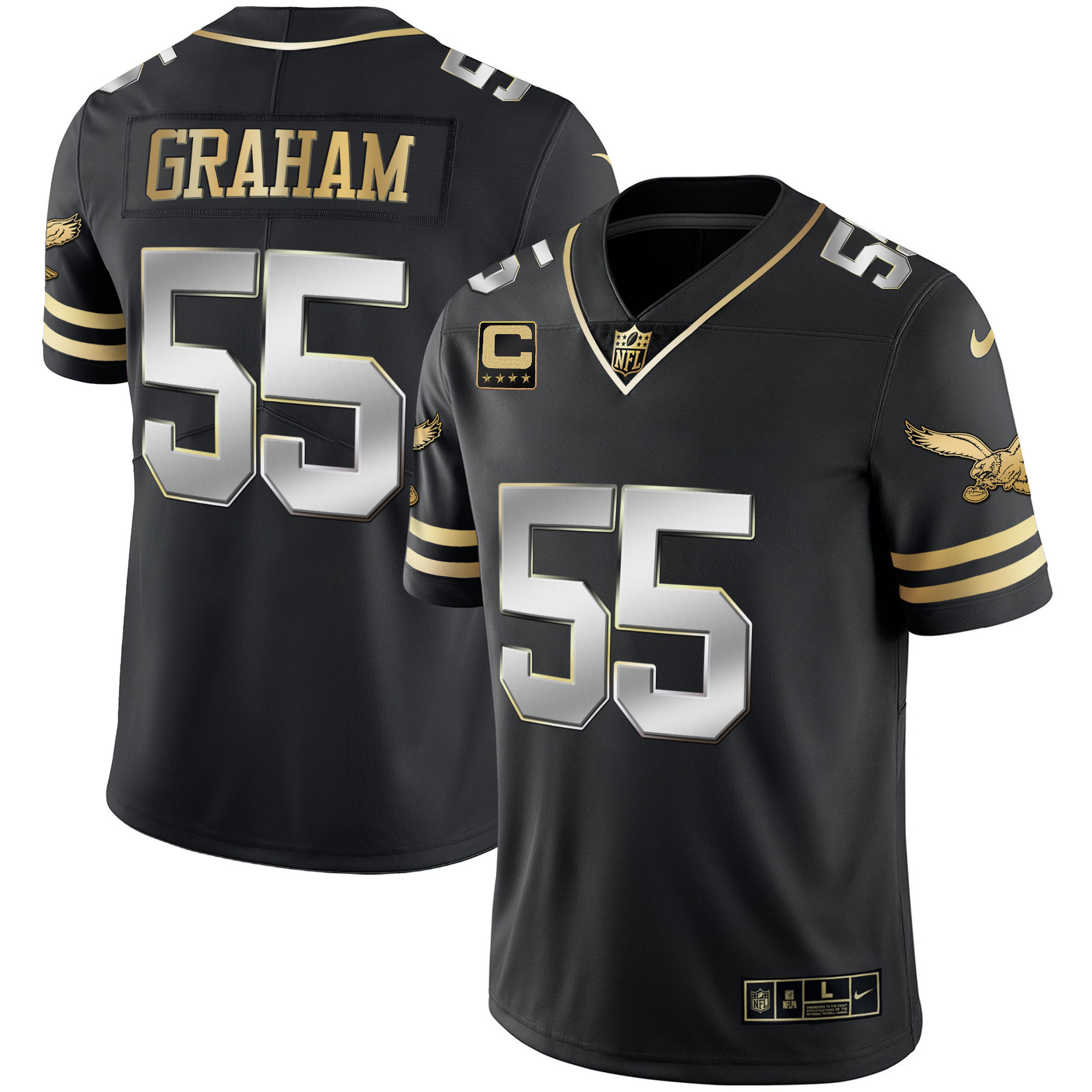 Brandon Graham Men's Philadelphia Eagles Gold & Kelly Vapor V2 Black Limited Jersey - All Stitched