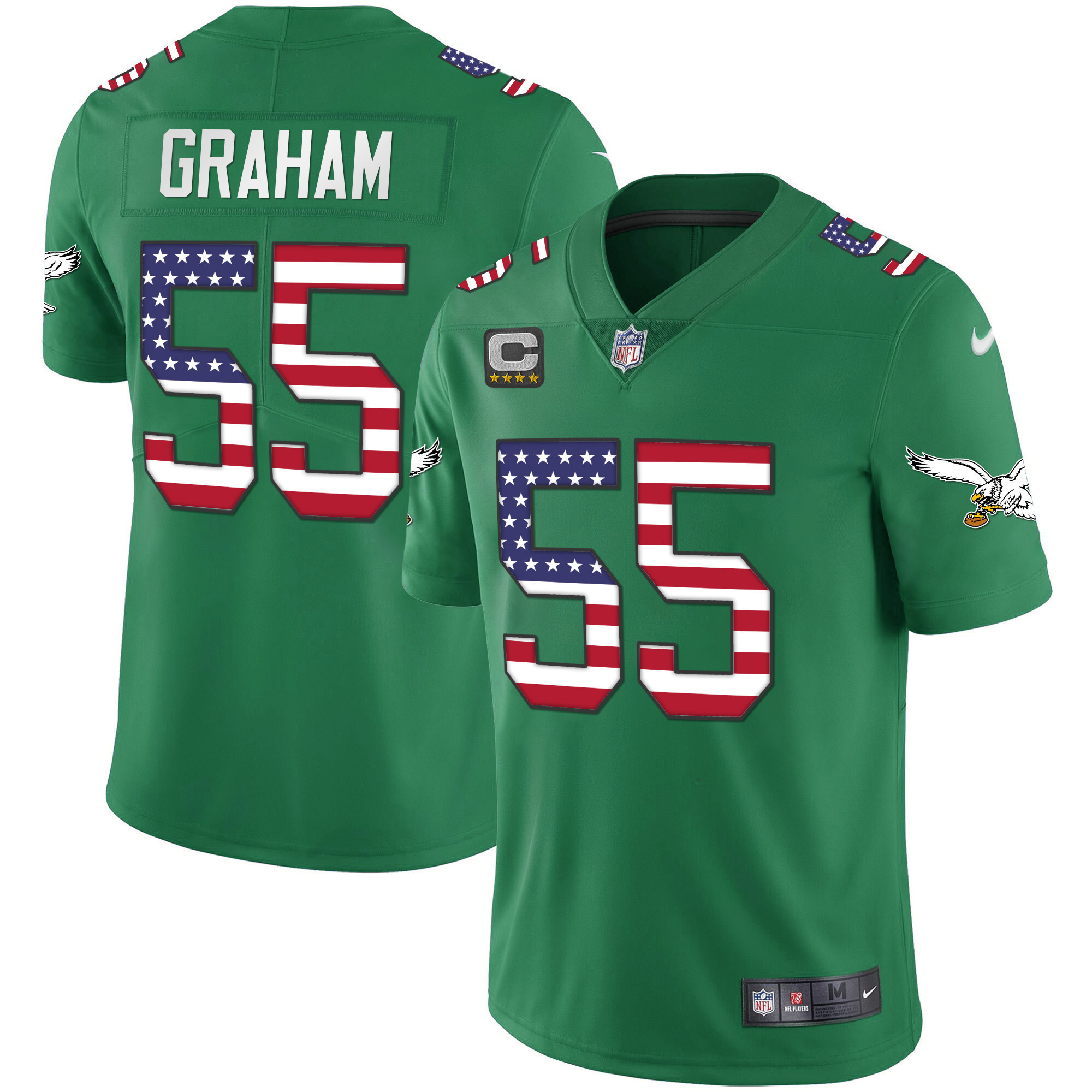 Brandon Graham Men's Philadelphia Eagles Kelly Green Gold Flag Vapor Jersey - All Stitched