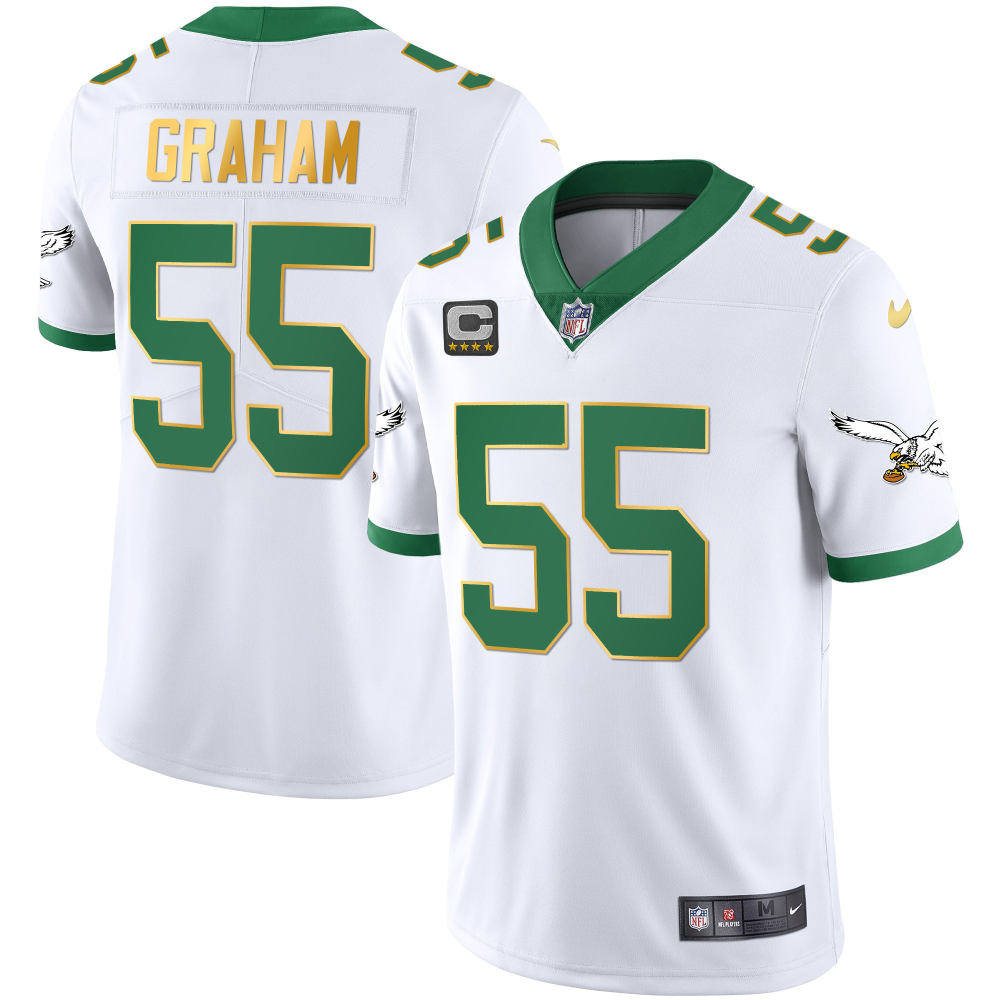 Brandon Graham Men's Philadelphia Eagles Kelly Green Gold White Gold Trim Jersey - All Stitched