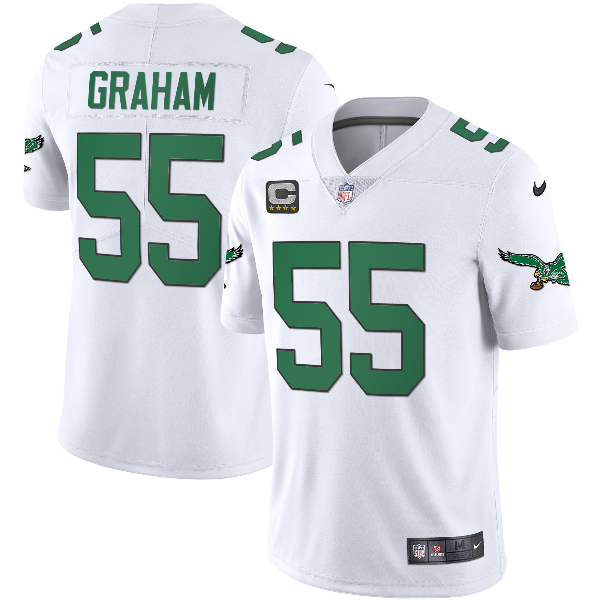 Brandon Graham Men's Philadelphia Eagles Kelly Green Vapor Throwback 90s White Jersey - All Stitched