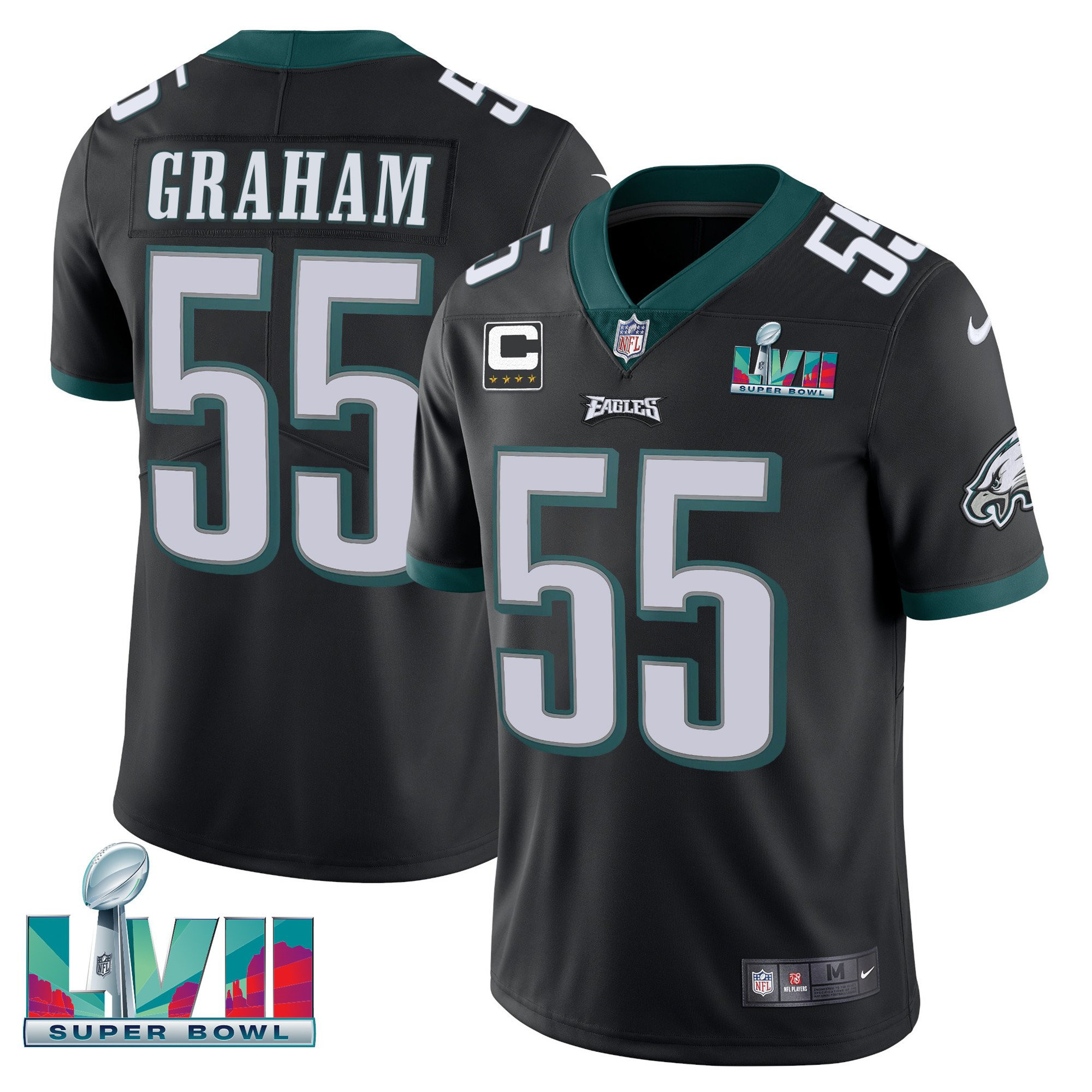 Brandon Graham Men's Philadelphia Eagles Super Bowl Patch Vapor Black Jersey - All Stitched
