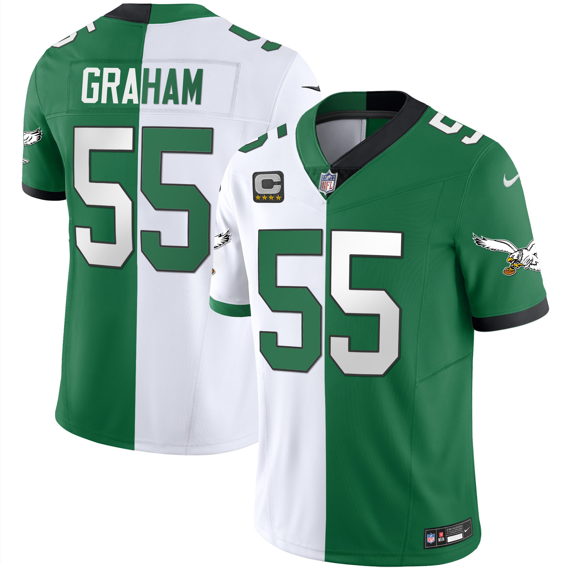 Brandon Graham Men's Philadelphia Eagles Throwback Kelly Vapor Limited Split Jersey - All Stitched