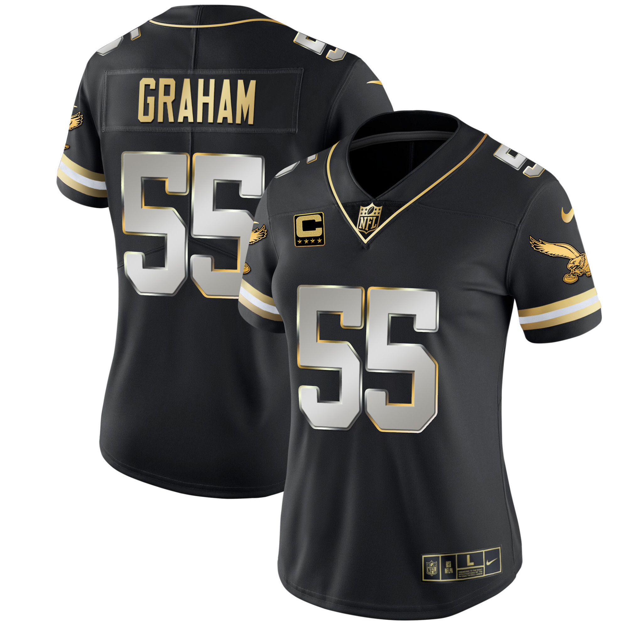Brandon Graham Women's Philadelphia Eagles Gold & Kelly Vapor Throwback Black Limited Jersey - All Stitched