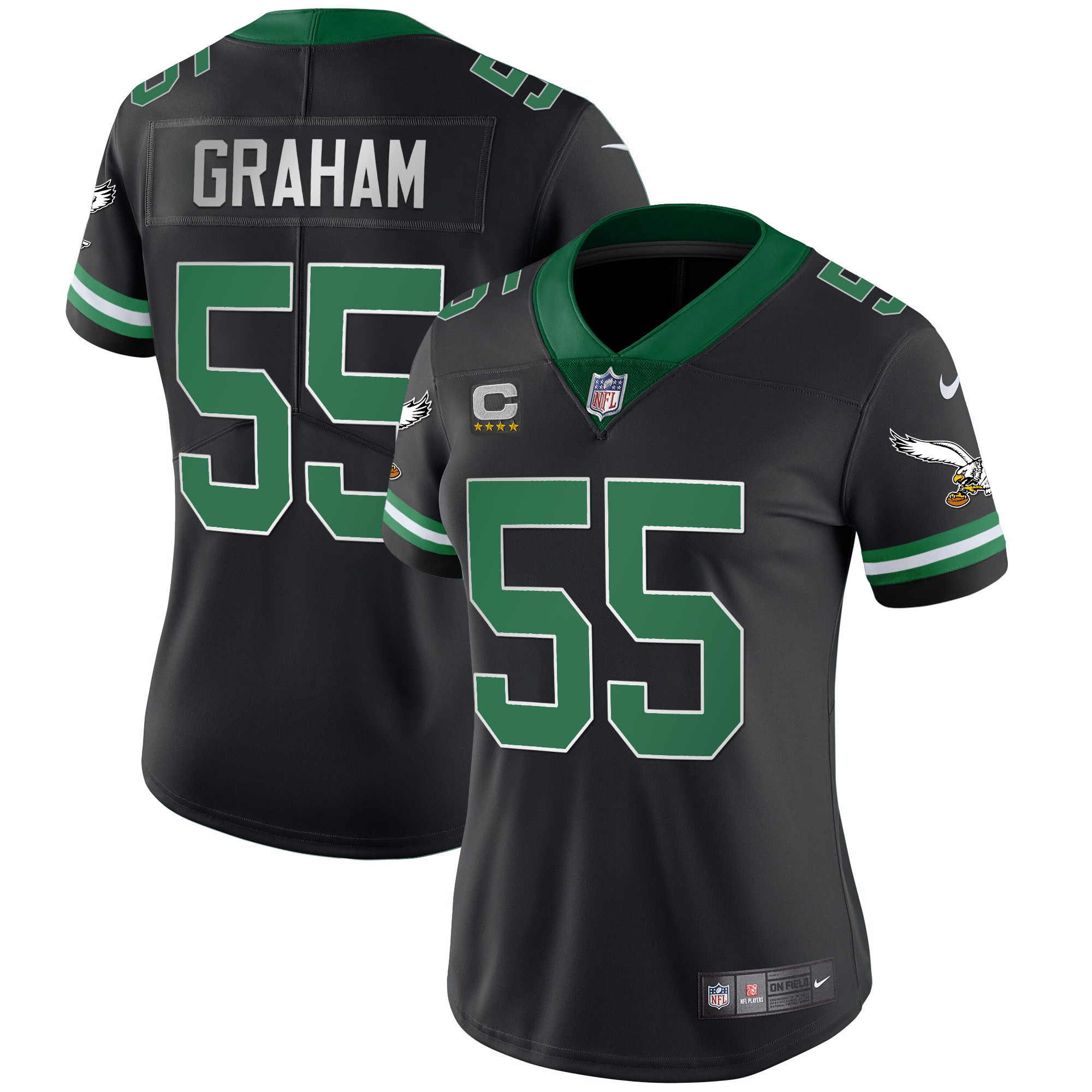 Brandon Graham Women's Philadelphia Eagles Gold & Kelly Vapor Throwback Kelly Black Jersey - All Stitched