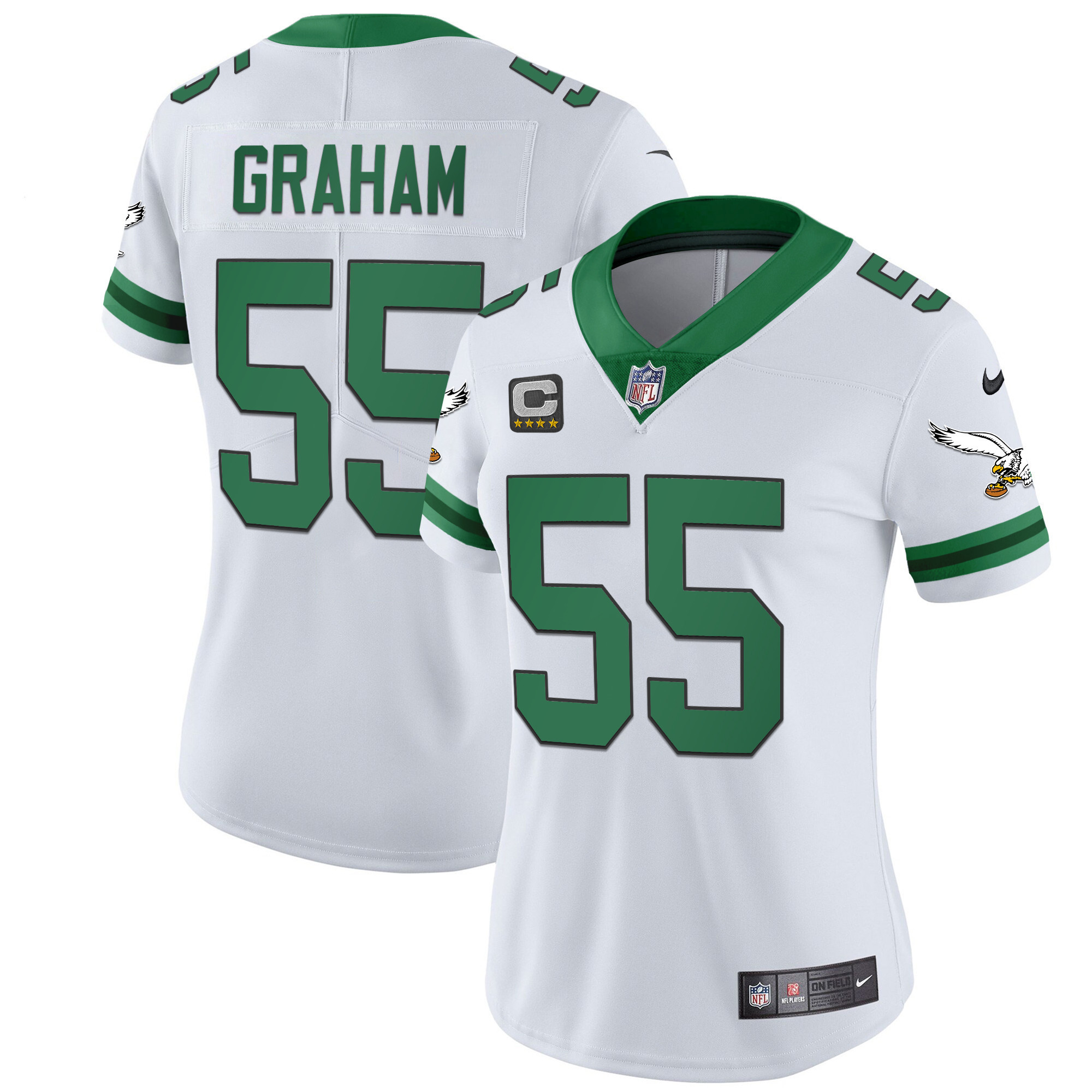 Brandon Graham Women's Philadelphia Eagles Gold & Kelly Vapor Throwback Kelly White Jersey - All Stitched