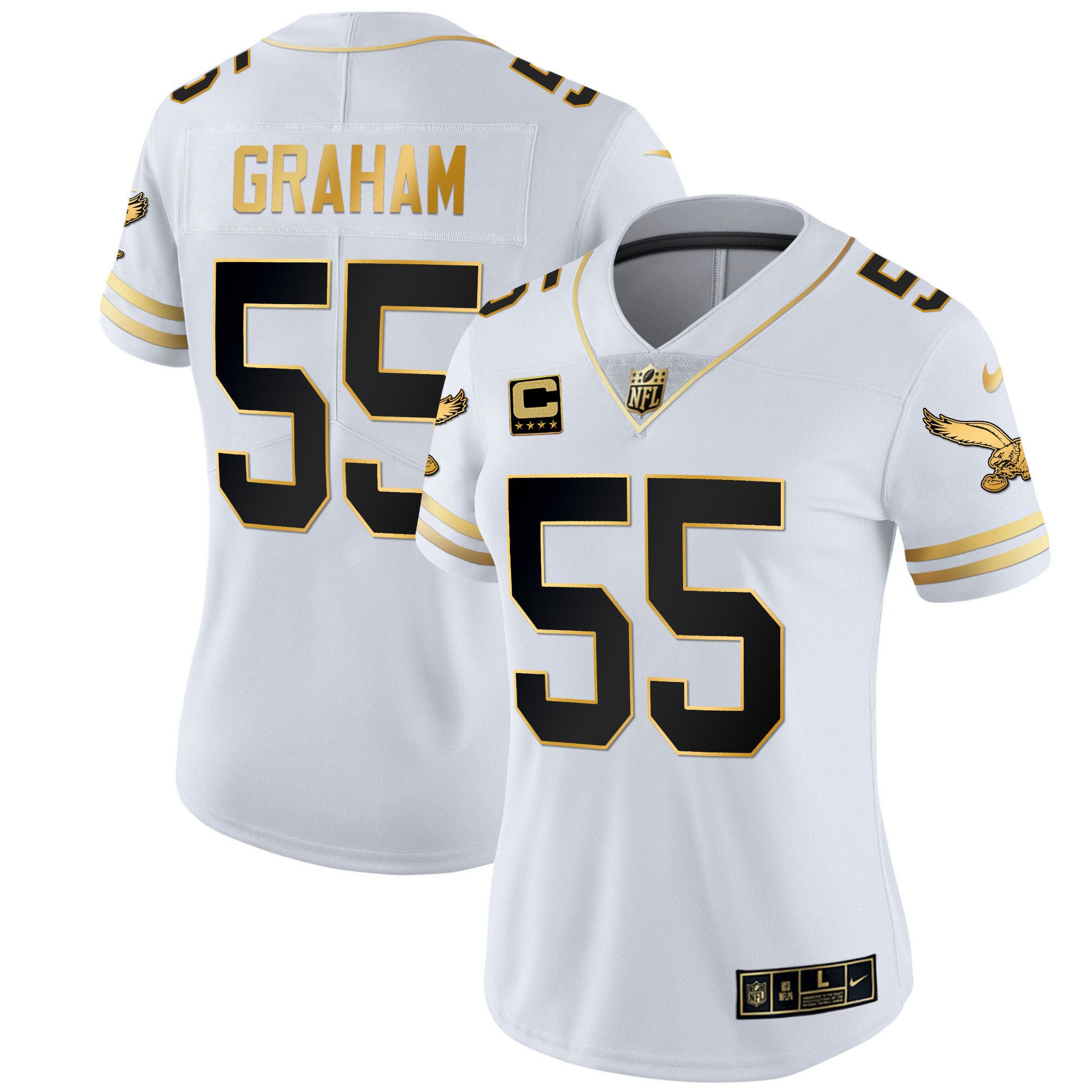Brandon Graham Women's Philadelphia Eagles Gold & Kelly Vapor Throwback White Gold Jersey - All Stitched
