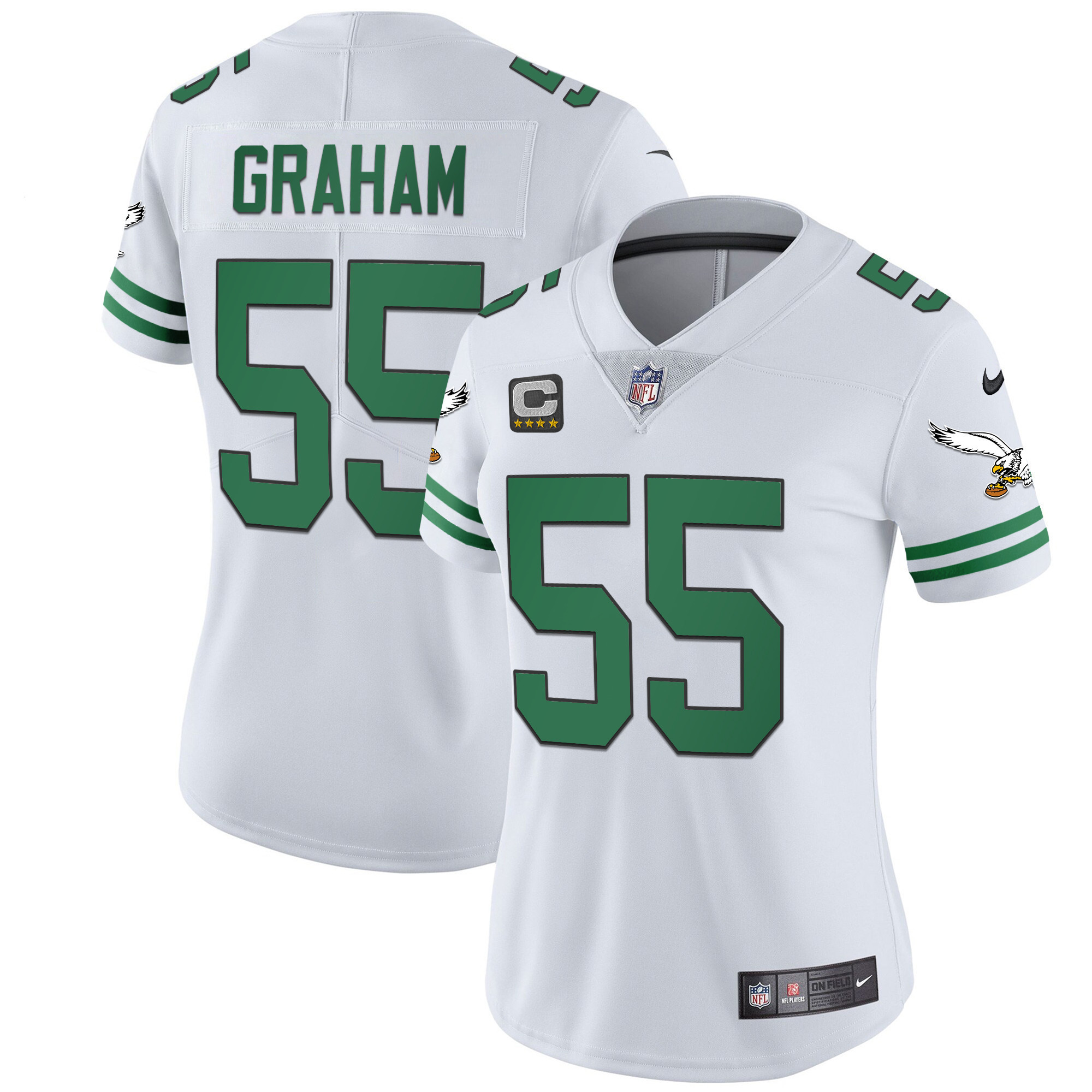 Brandon Graham Women's Philadelphia Eagles Gold & Kelly Vapor V2 Kelly White Jersey - All Stitched