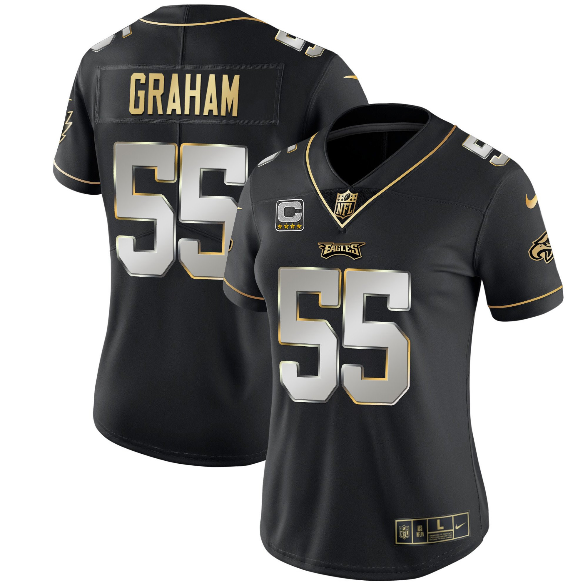Brandon Graham Women's Philadelphia Eagles Gold & Split Vapor Black Limited Jersey - All Stitched
