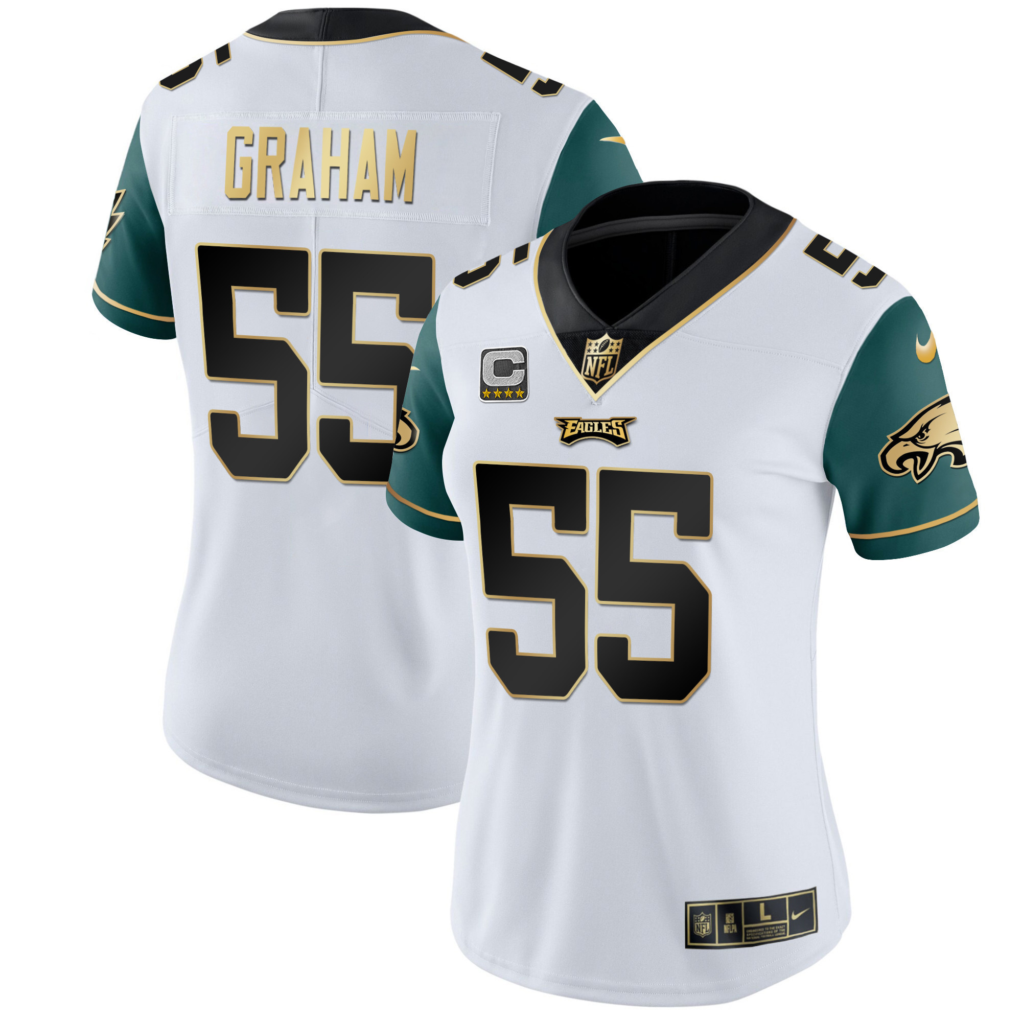Brandon Graham Women's Philadelphia Eagles Gold & Split Vapor Green Sleeves Jersey - All Stitched
