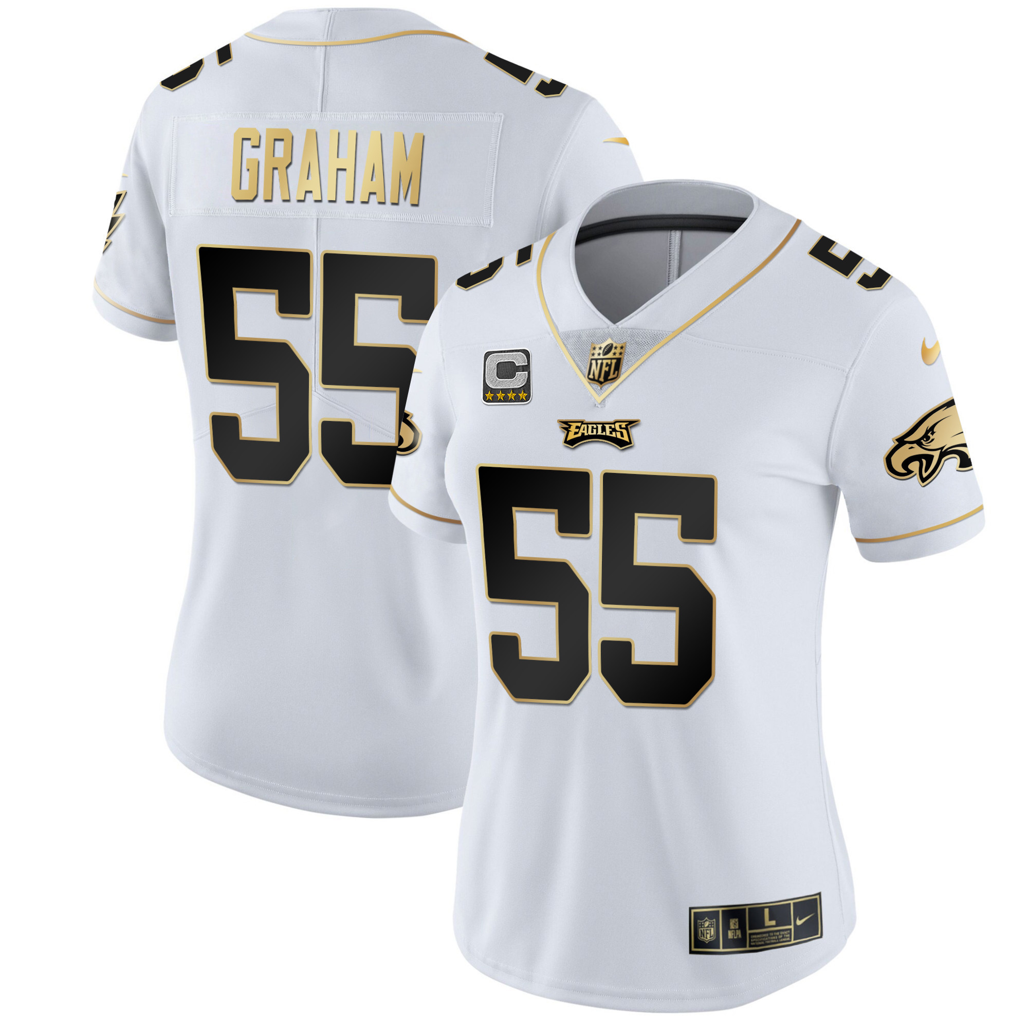 Brandon Graham Women's Philadelphia Eagles Gold & Split Vapor White Gold Jersey - All Stitched