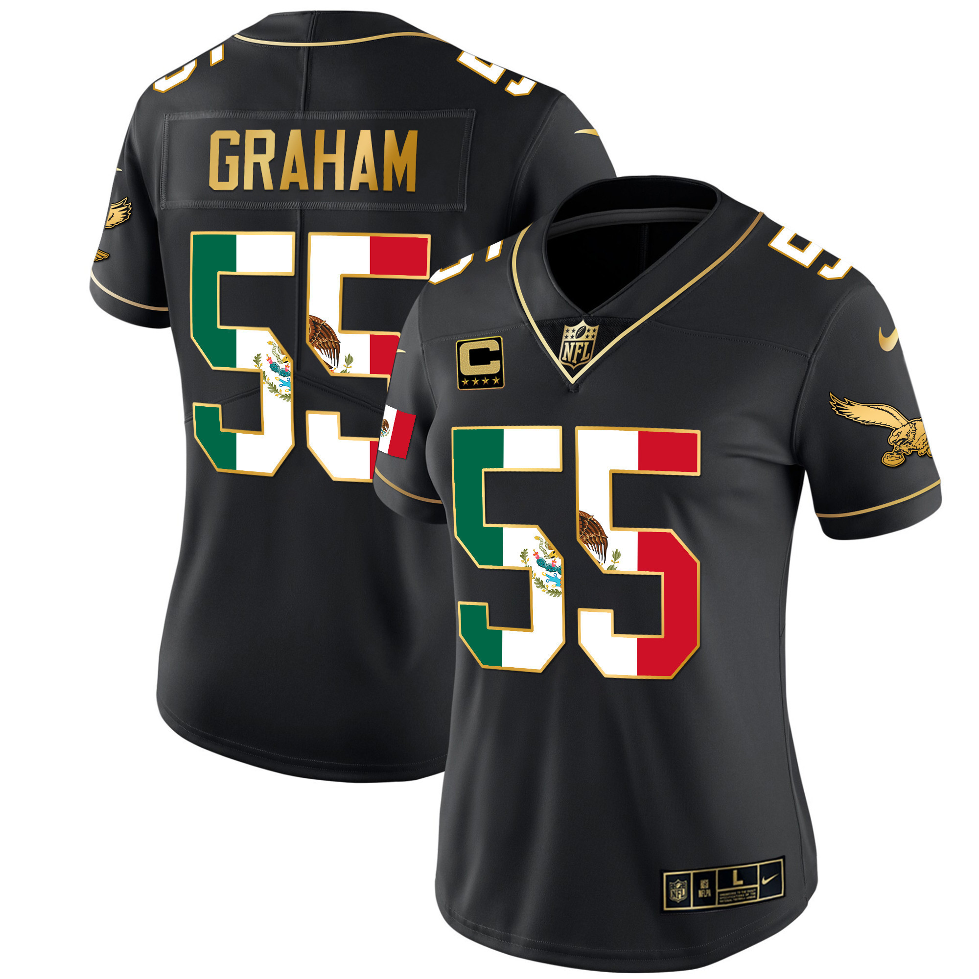 Brandon Graham Women's Philadelphia Eagles Mexico Gold & Kelly Vapor Black Gold Jersey - All Stitched