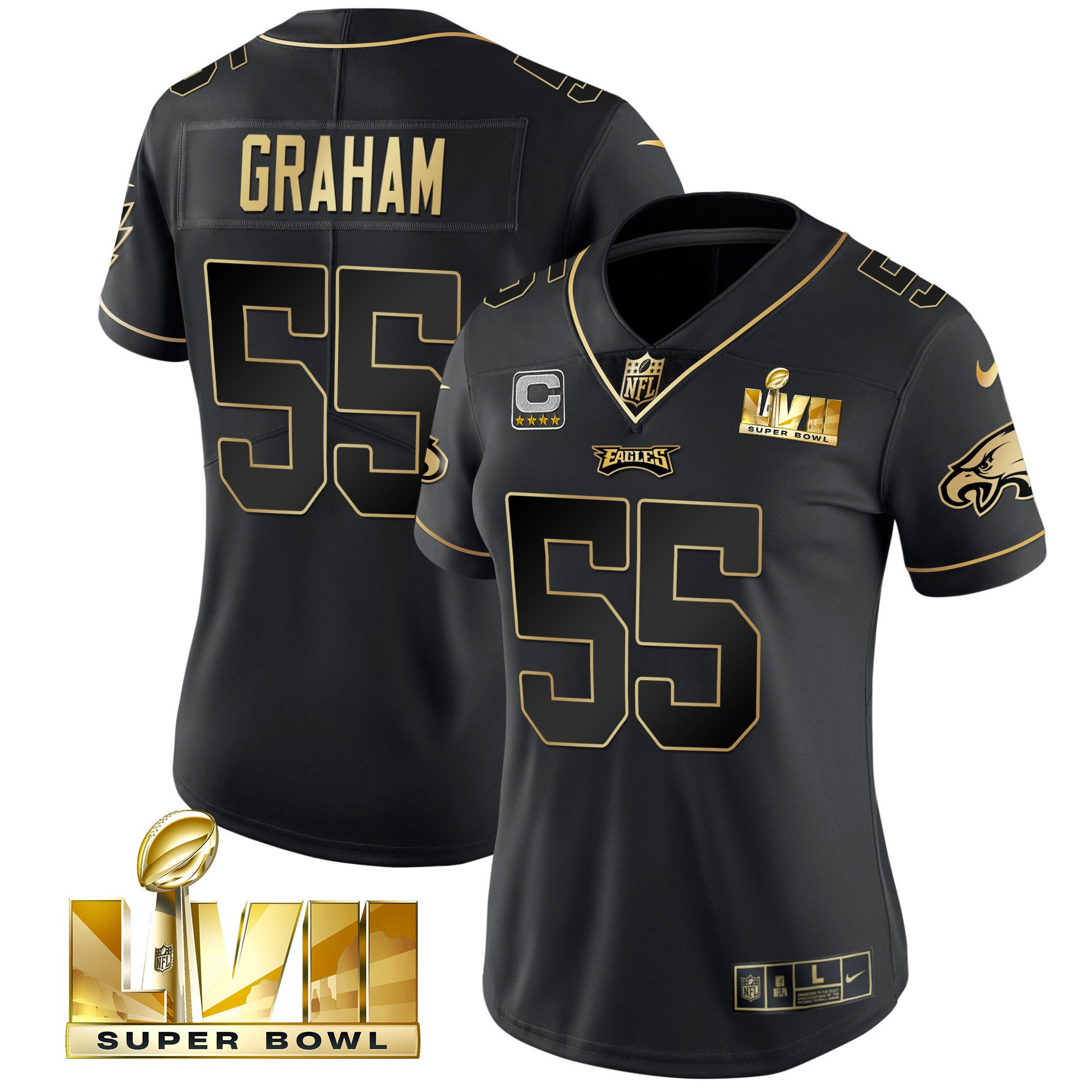 Brandon Graham Women's Philadelphia Eagles Super Bowl LVII Gold Vapor Black Gold Jersey - All Stitched
