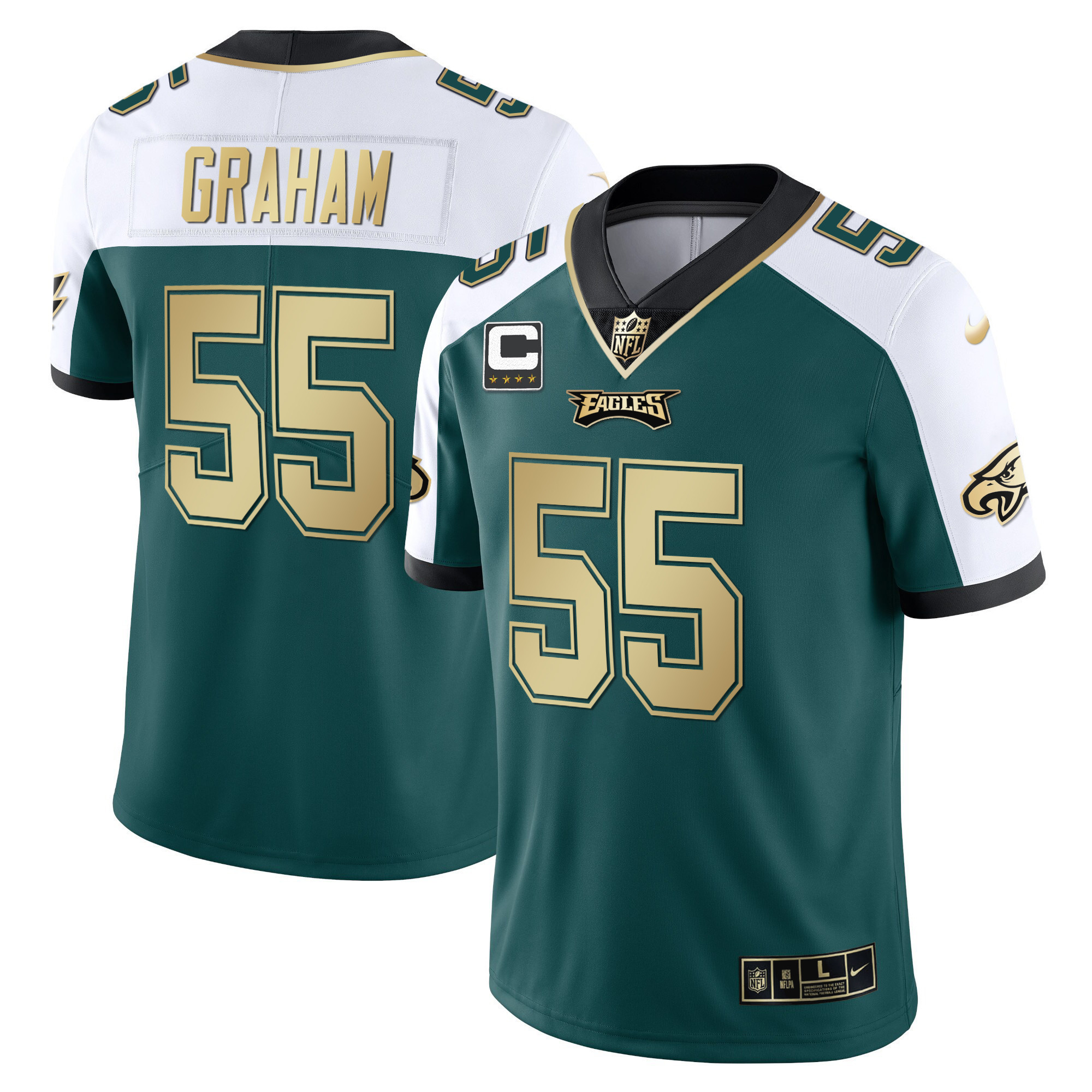 Brandon Graham Youth's Philadelphia Eagles Gold & Split Vapor Alternate Green Jersey - All Stitched
