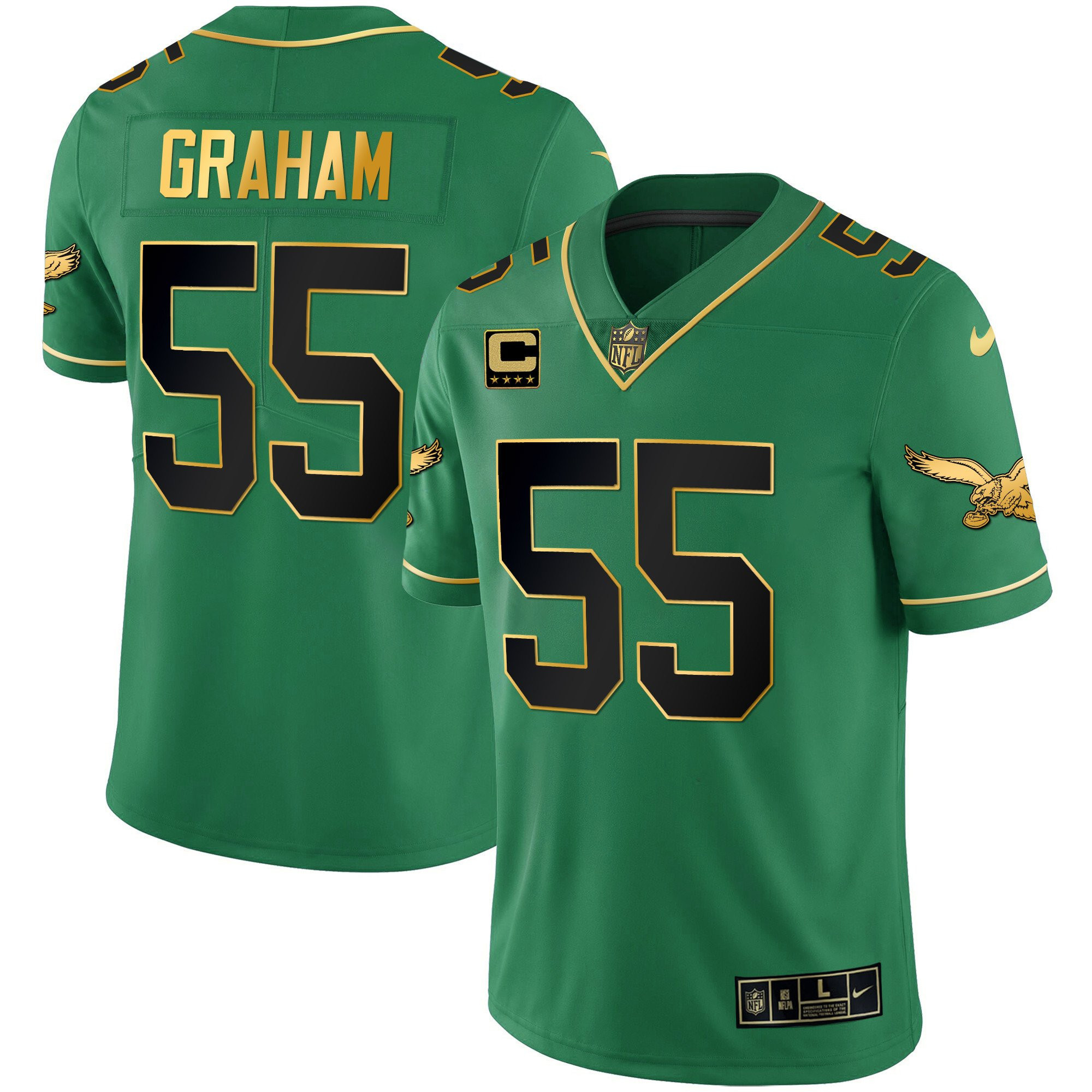 Brandon Graham Youth's Philadelphia Eagles Kelly Green Gold Black Kelly Jersey - All Stitched