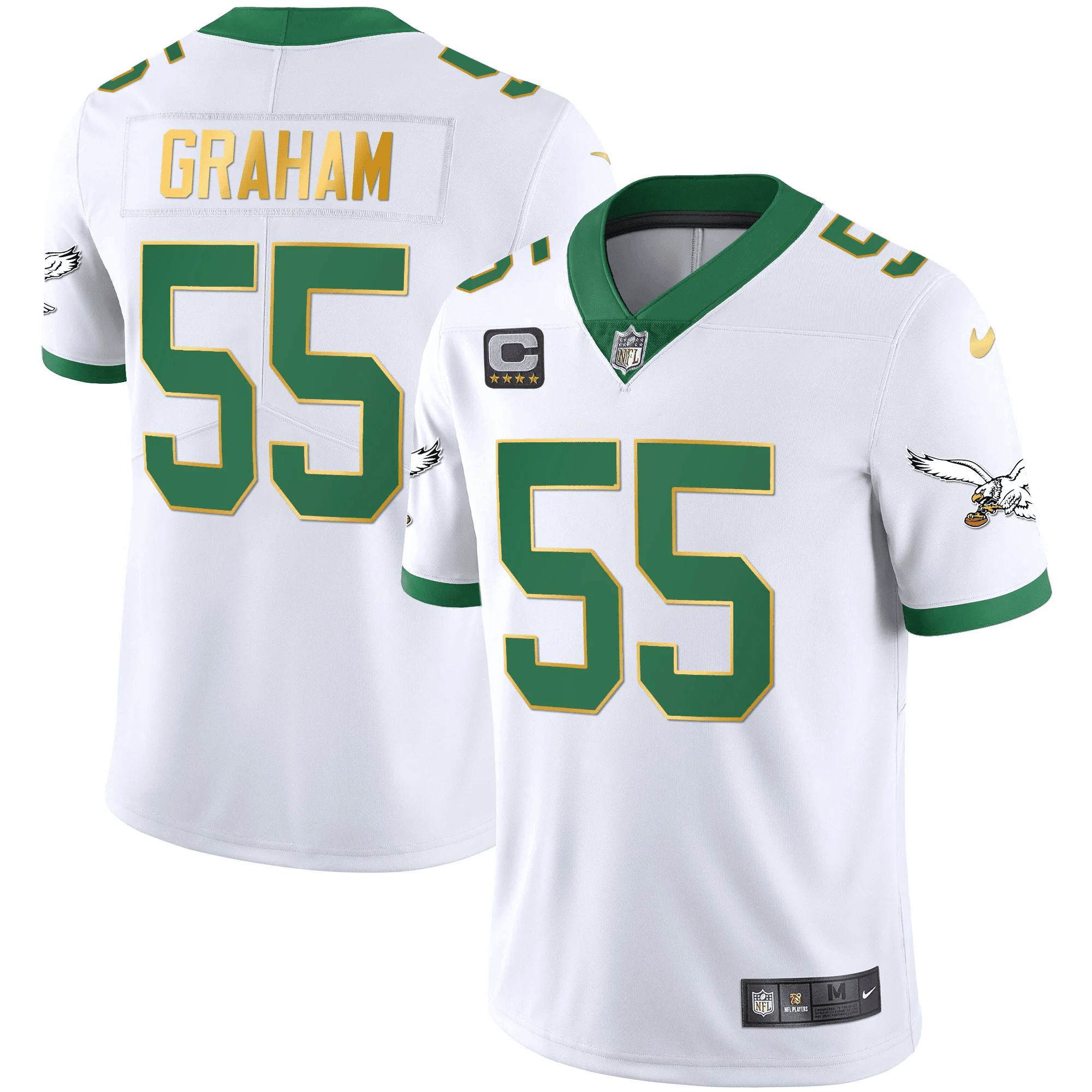 Brandon Graham Youth's Philadelphia Eagles Kelly Green Gold White Gold Trim Jersey - All Stitched