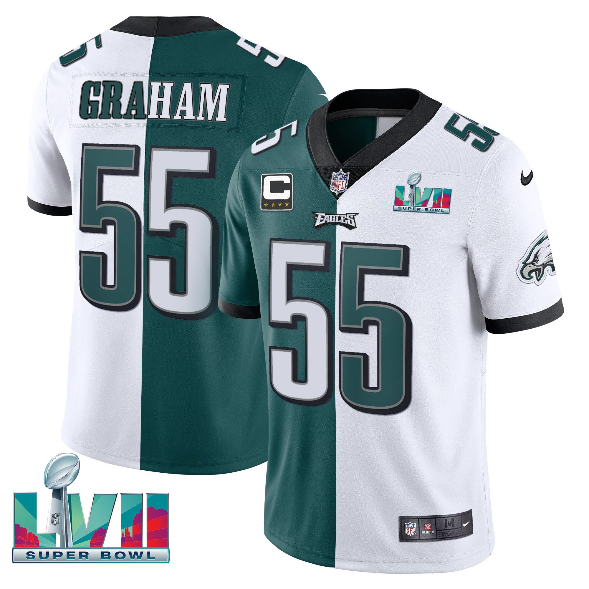 Brandon Graham Youth's Philadelphia Eagles Super Bowl Patch Vapor Split Jersey - All Stitched