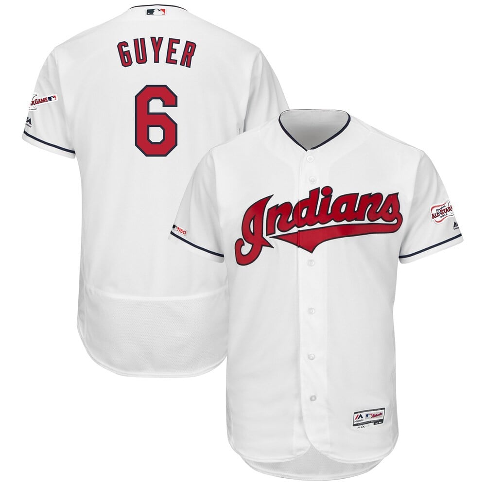 Brandon Guyer Cleveland Indians Majestic Home 2019 All-Star Game Patch Flex Base Player Stitched Jersey – White