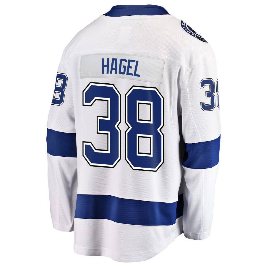 Brandon Hagel 38 Tampa Bay Lightning Stanley Cup 2023 Playoffs Patch Away Breakaway Men Stitched Jersey – White