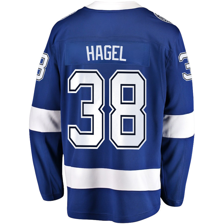 Brandon Hagel 38 Tampa Bay Lightning Stanley Cup 2023 Playoffs Patch Home Breakaway Men Stitched Jersey – Blue