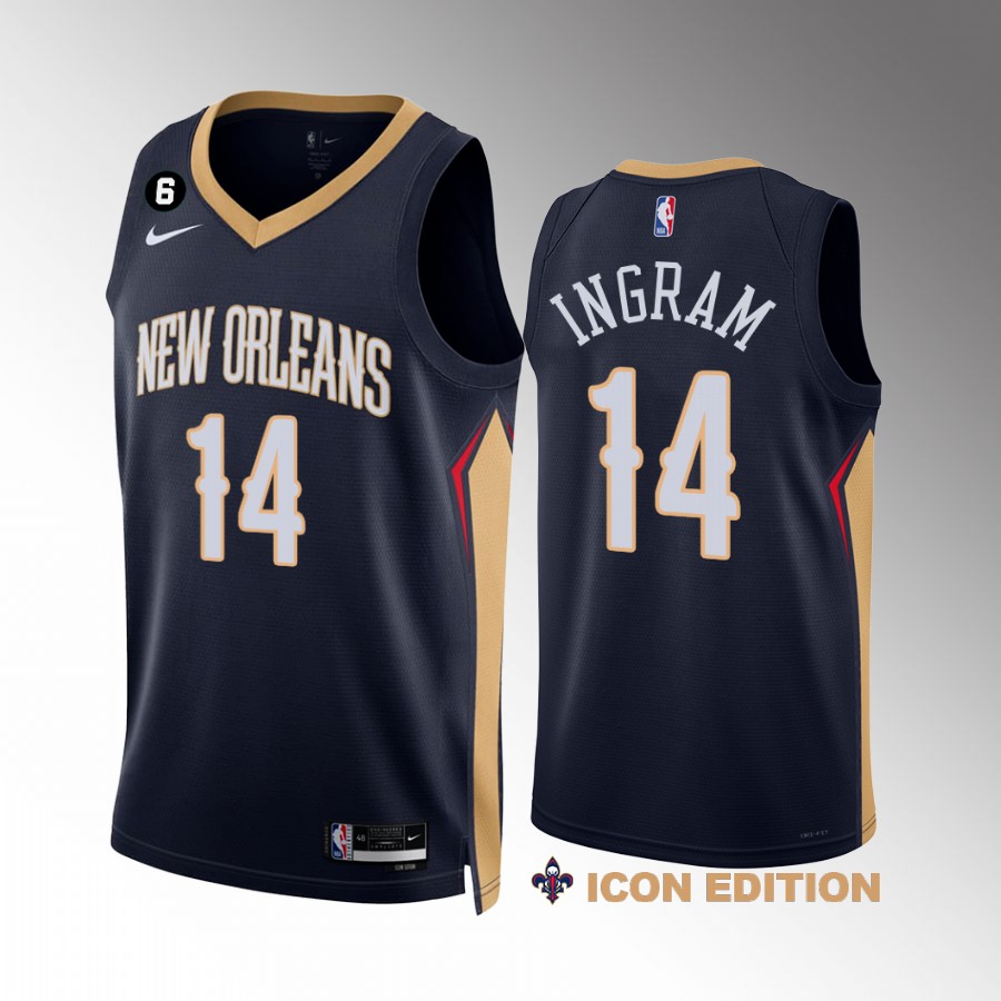 Brandon Ingram New Orleans Pelicans #14 Navy Jersey 2022-23 Icon Edition NO.6 Patch