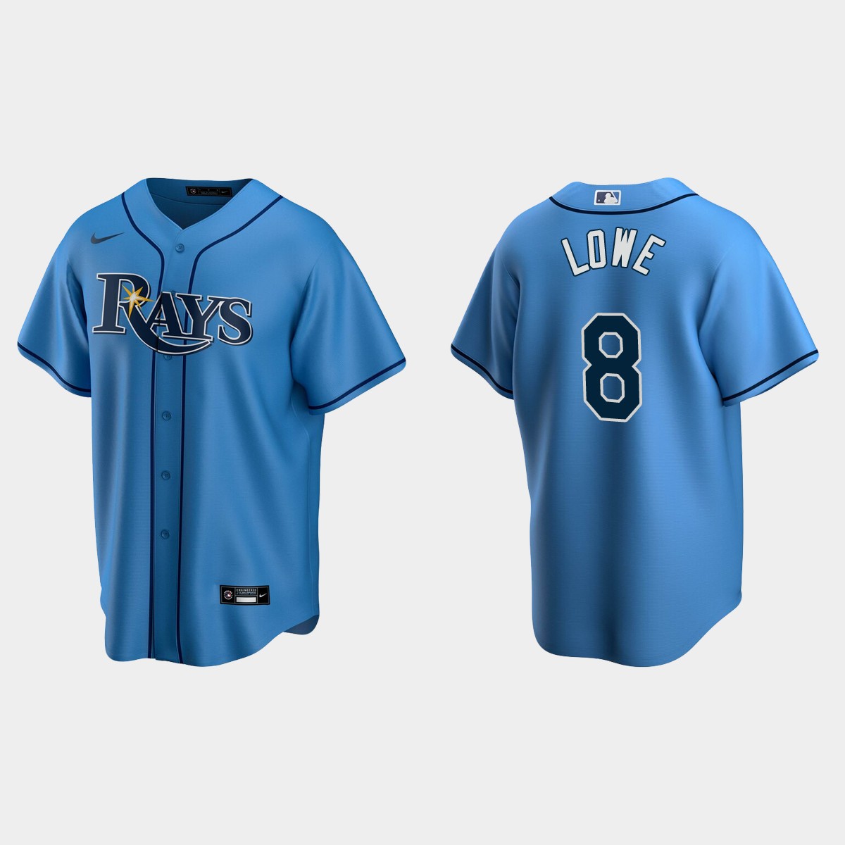 Brandon Lowe #8 Tampa Bay Rays Alternate Jersey – Light Blue