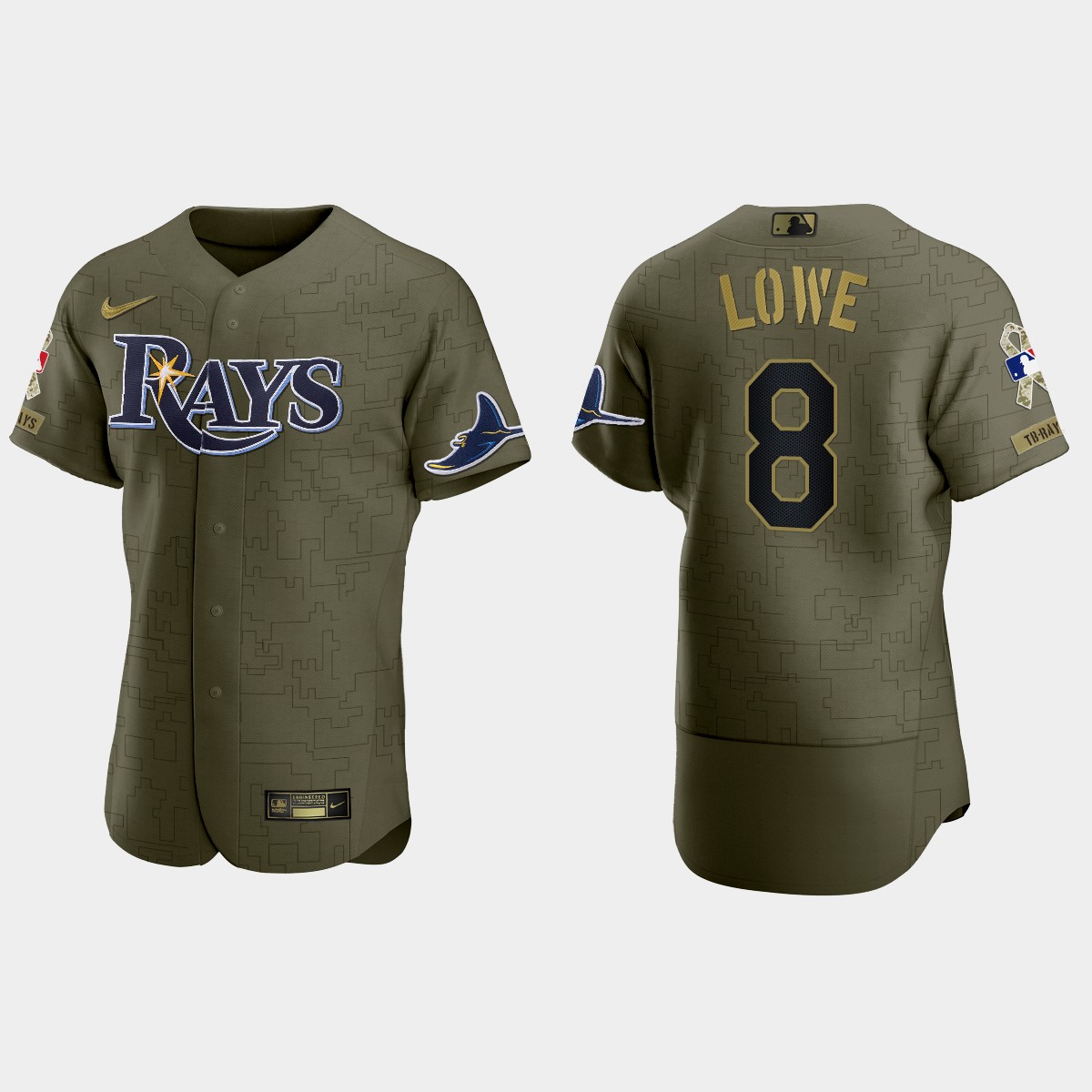 Brandon Lowe Tampa Bay Rays 2021 Salute to Service Digital Camo Jersey - Green