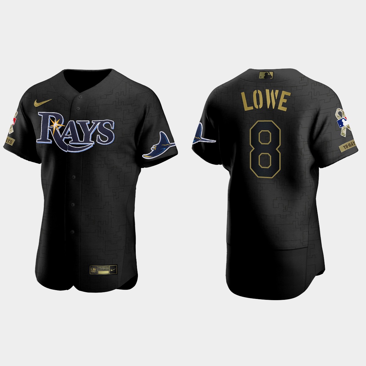 Brandon Lowe Tampa Bay Rays 2021 Salute to Service Jersey – All Black
