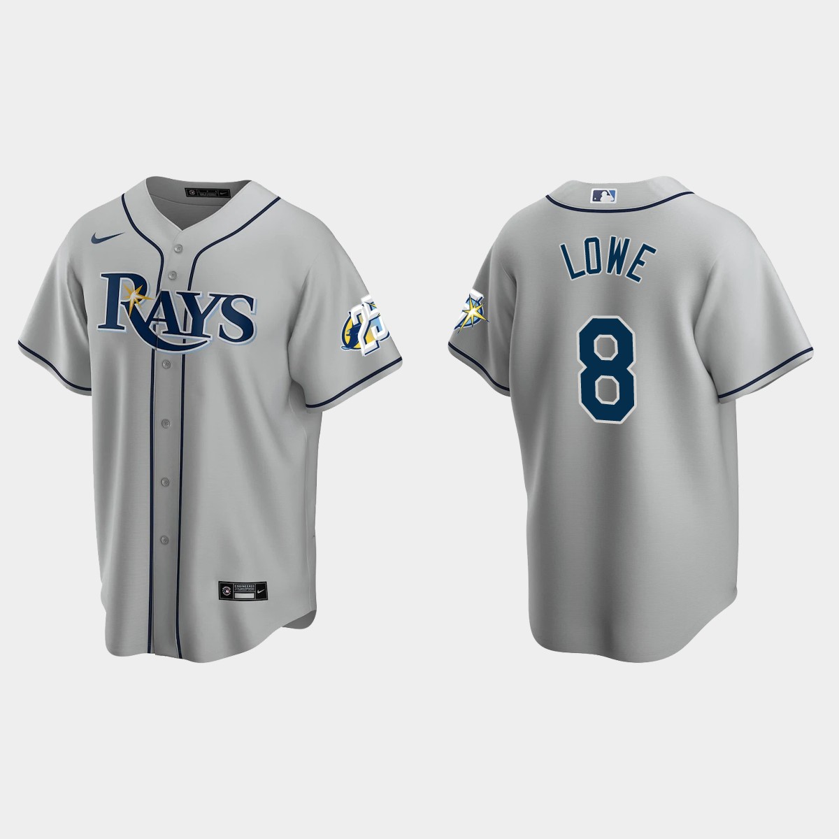 Brandon Lowe Tampa Bay Rays 25th Anniversary Jersey – Gray