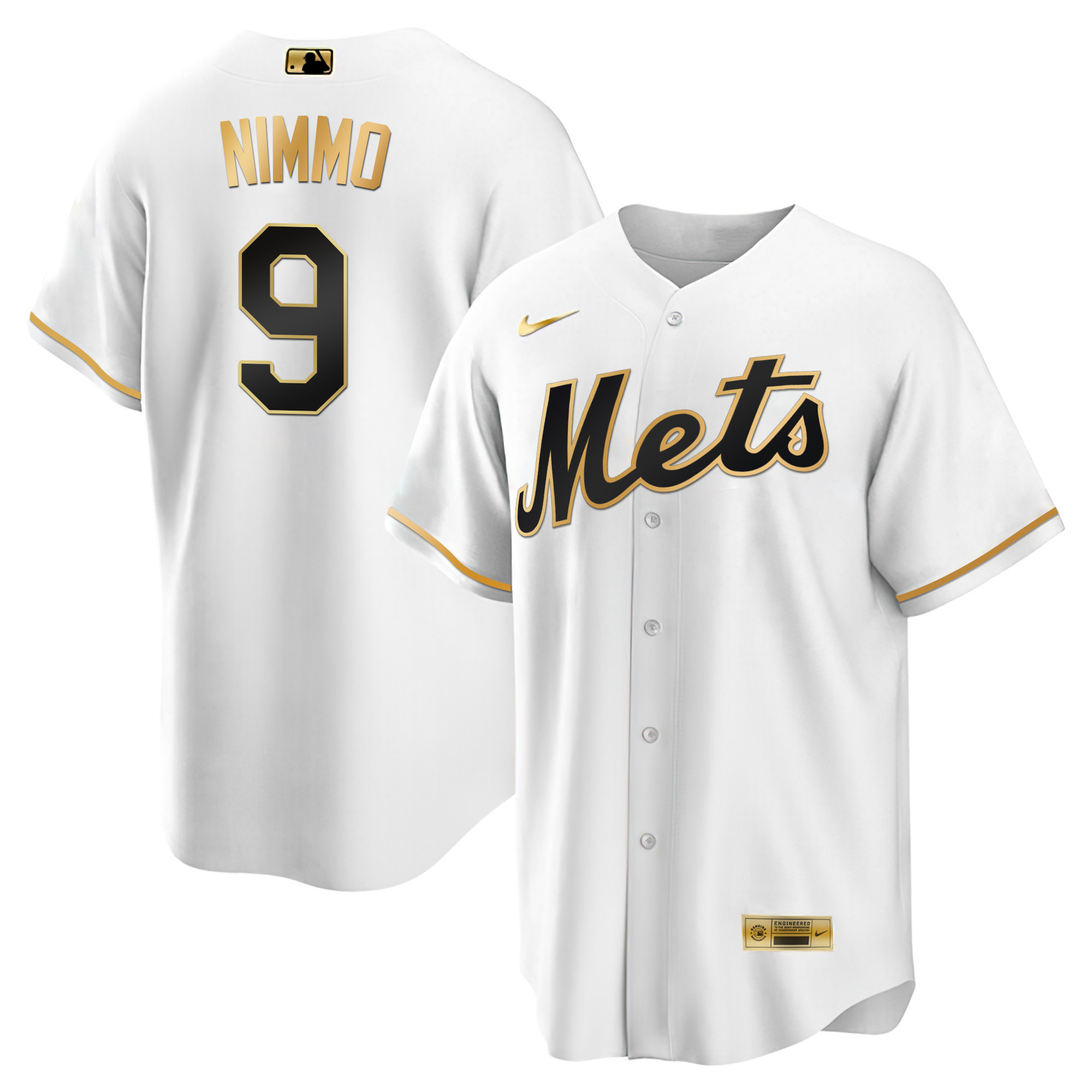 Brandon Nimmo Men's New York Mets Black Limited & Gold Cool White Gold Jersey - All Stitched