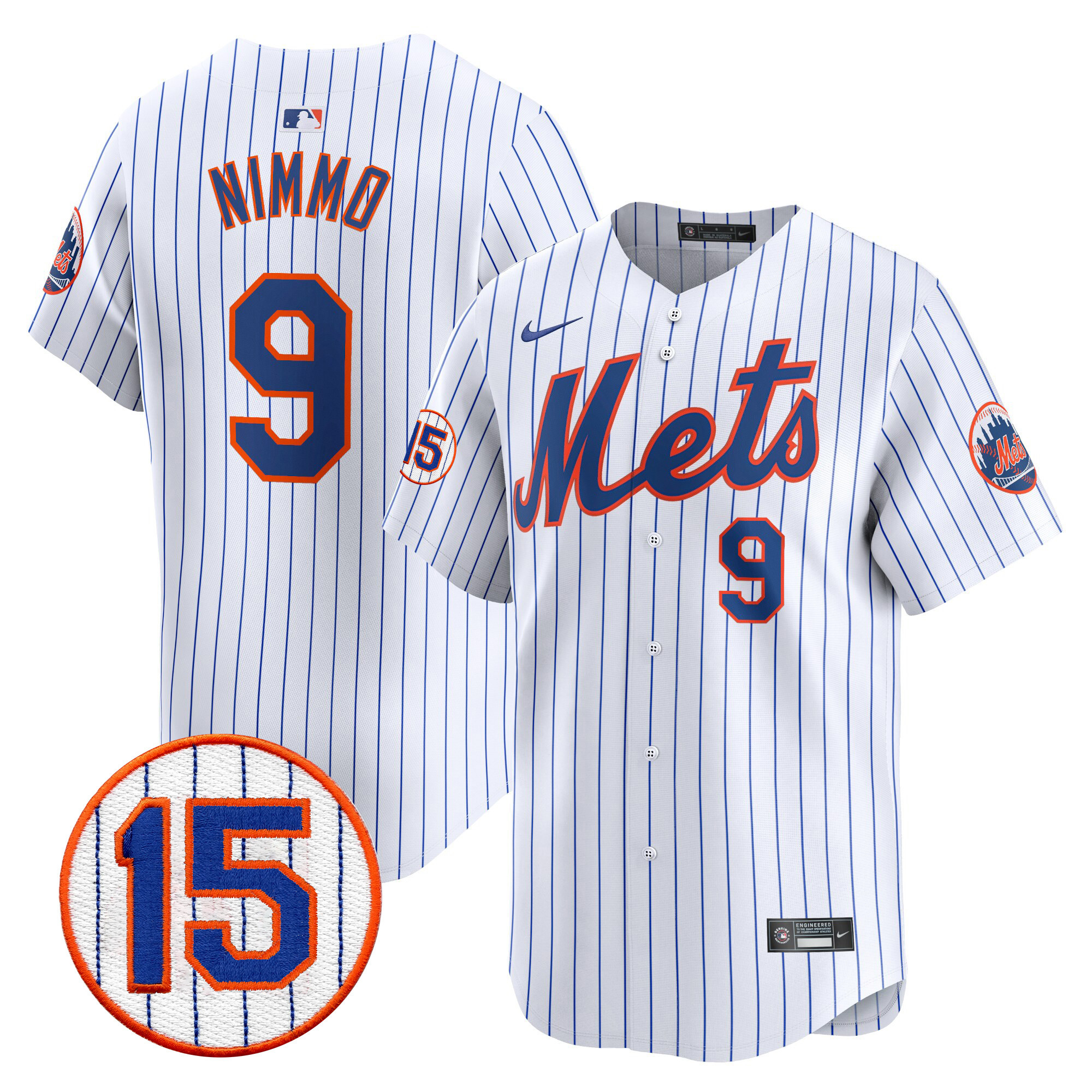 Brandon Nimmo Men's New York Mets Jerry Grote Patch Vapor Premier Limited White Jersey - All Stitched