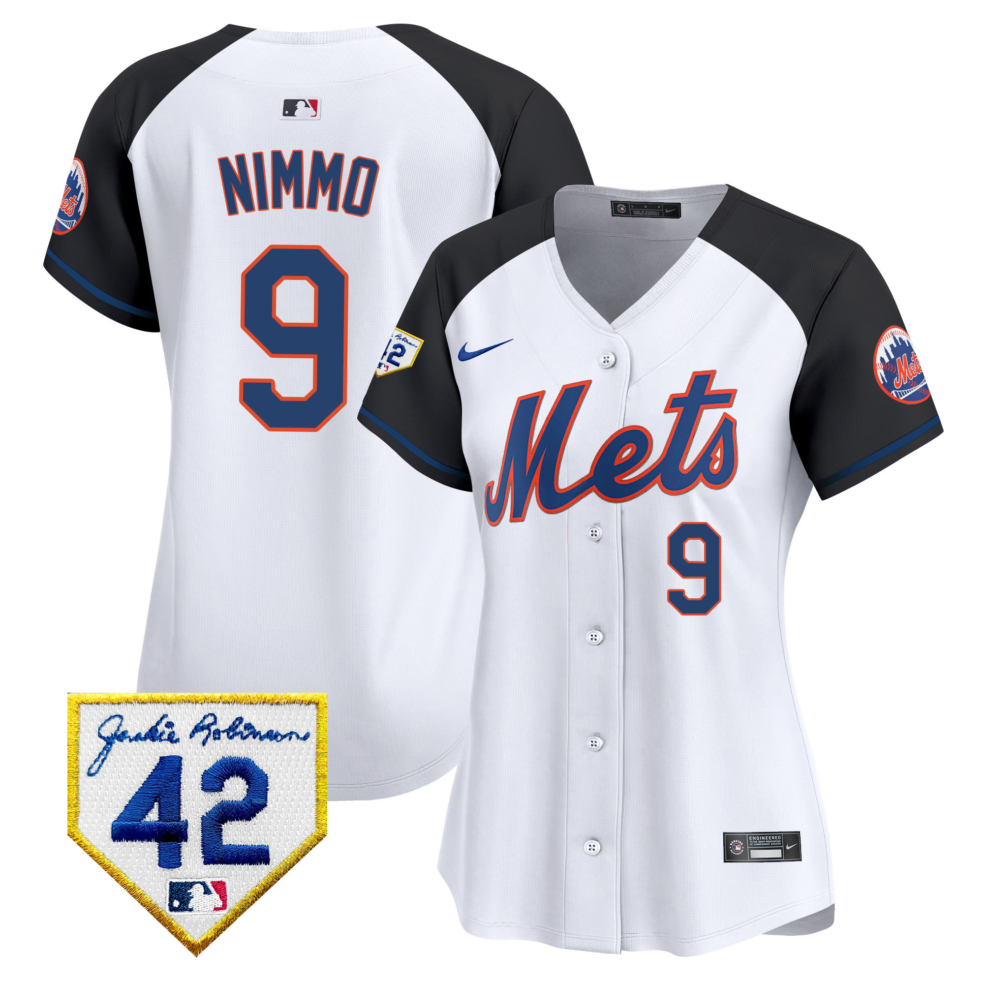 Brandon Nimmo Women's New York Mets 2024 Jackie Robinson Patch Vapor Premier Limited Alternate Jersey - All Stitched