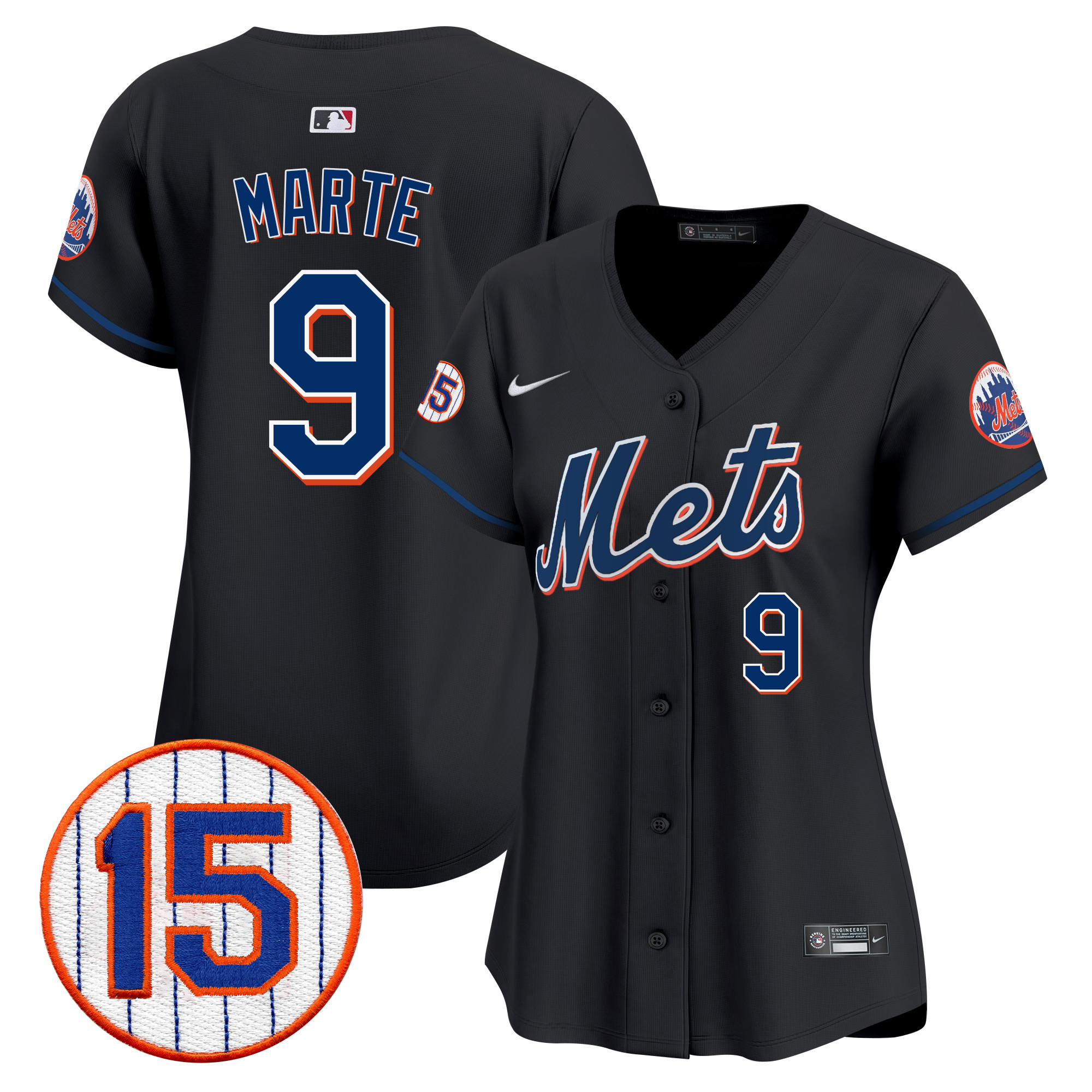 Brandon Nimmo Women's New York Mets Jerry Grote Patch Vapor Premier Limited Black Jersey - All Stitched