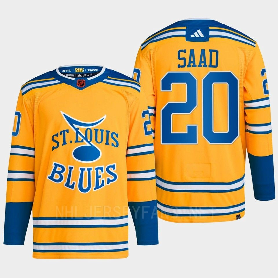 Brandon Saad 20 Reverse Retro 2.0 2022 St. Louis Blues Yellow Stitched Jersey Primegreen