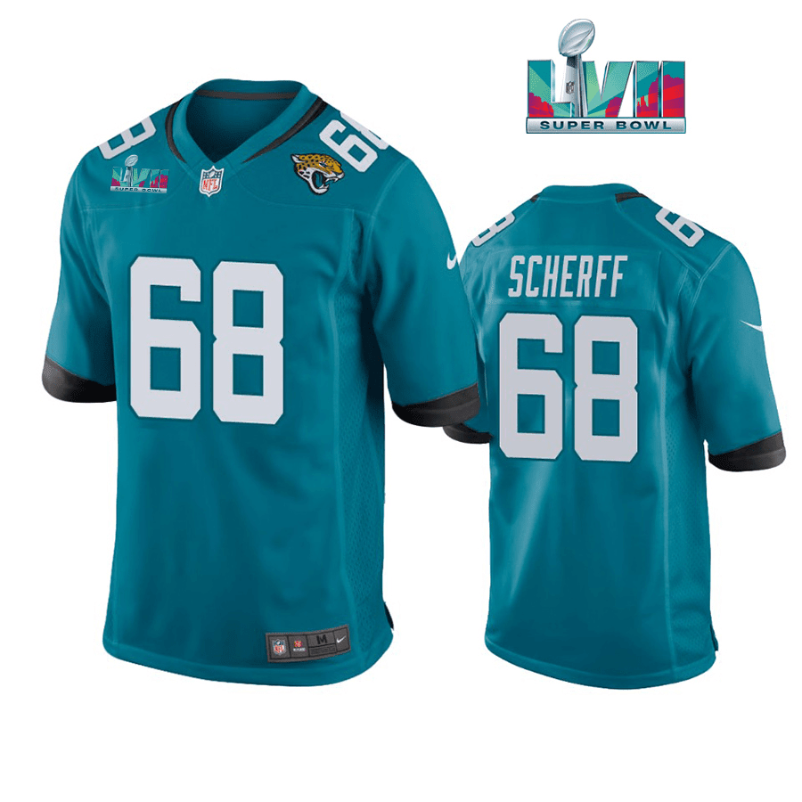 Brandon Scherff 68 Jacksonville Jaguars Super Bowl LVII Super Bowl LVII Teal Men Game Stitched Jersey