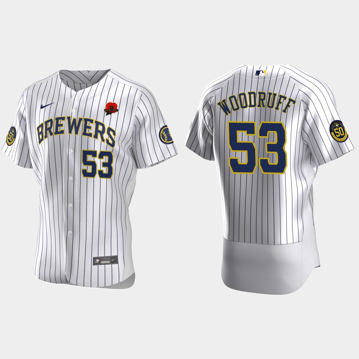 Brandon Woodruff Milwaukee Brewers 2021 Memorial Day Jersey - White