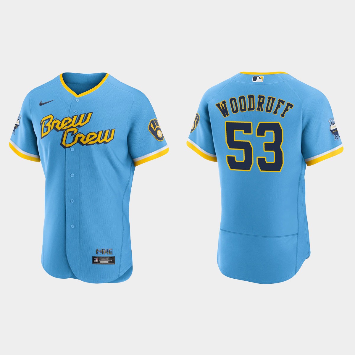Brandon Woodruff Milwaukee Brewers 2022 City Connect Jersey – Powder Blue