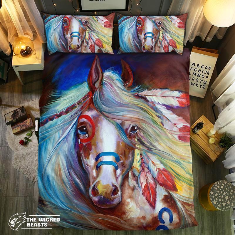 Brave Indian Horse 3D Customized Duvet Cover Bedding Set