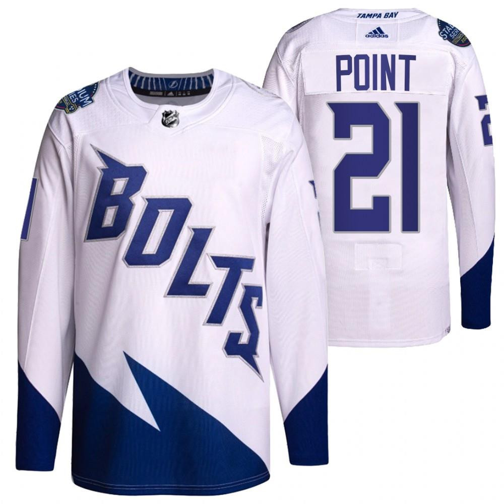 Brayden Point 2022 Stadium Series Lightning 21 White Primegreen Stitched Jersey