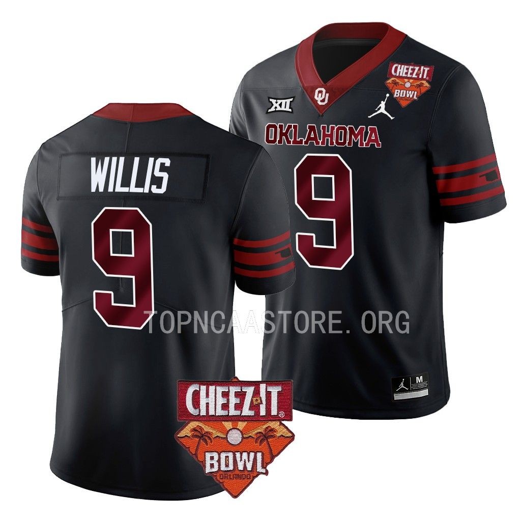 Brayden Willis Oklahoma Sooners 2022 Cheez-It Bowl #9 Jersey Men's Black College Uniform