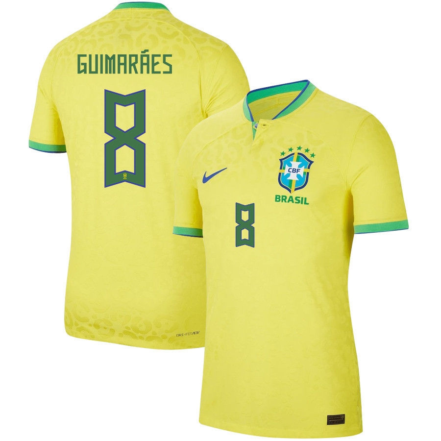 Brazil National Team 2022-23 Bruno Guimaraes 8 Home Soccer Jersey – Yellow