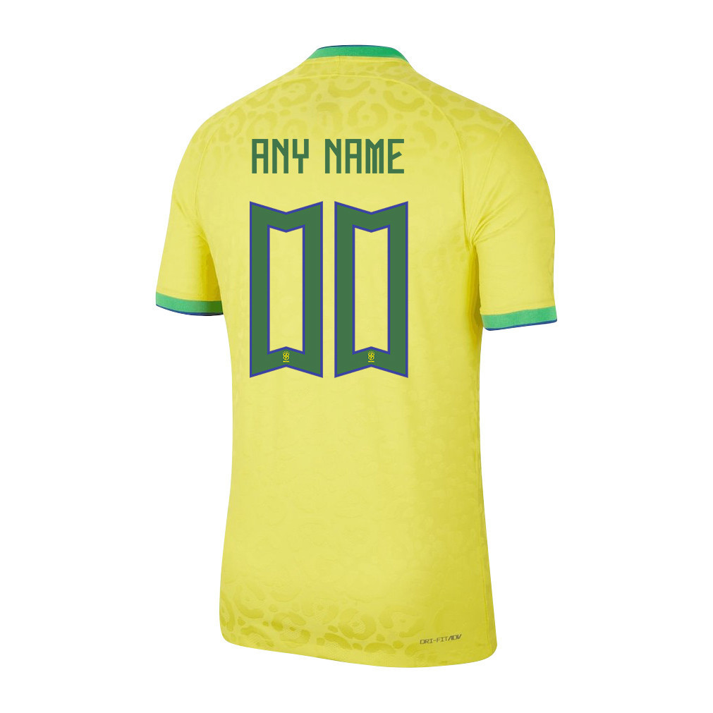 Brazil National Team 2022-23 Custom 00 Qatar World Cup Home Soccer Jersey –