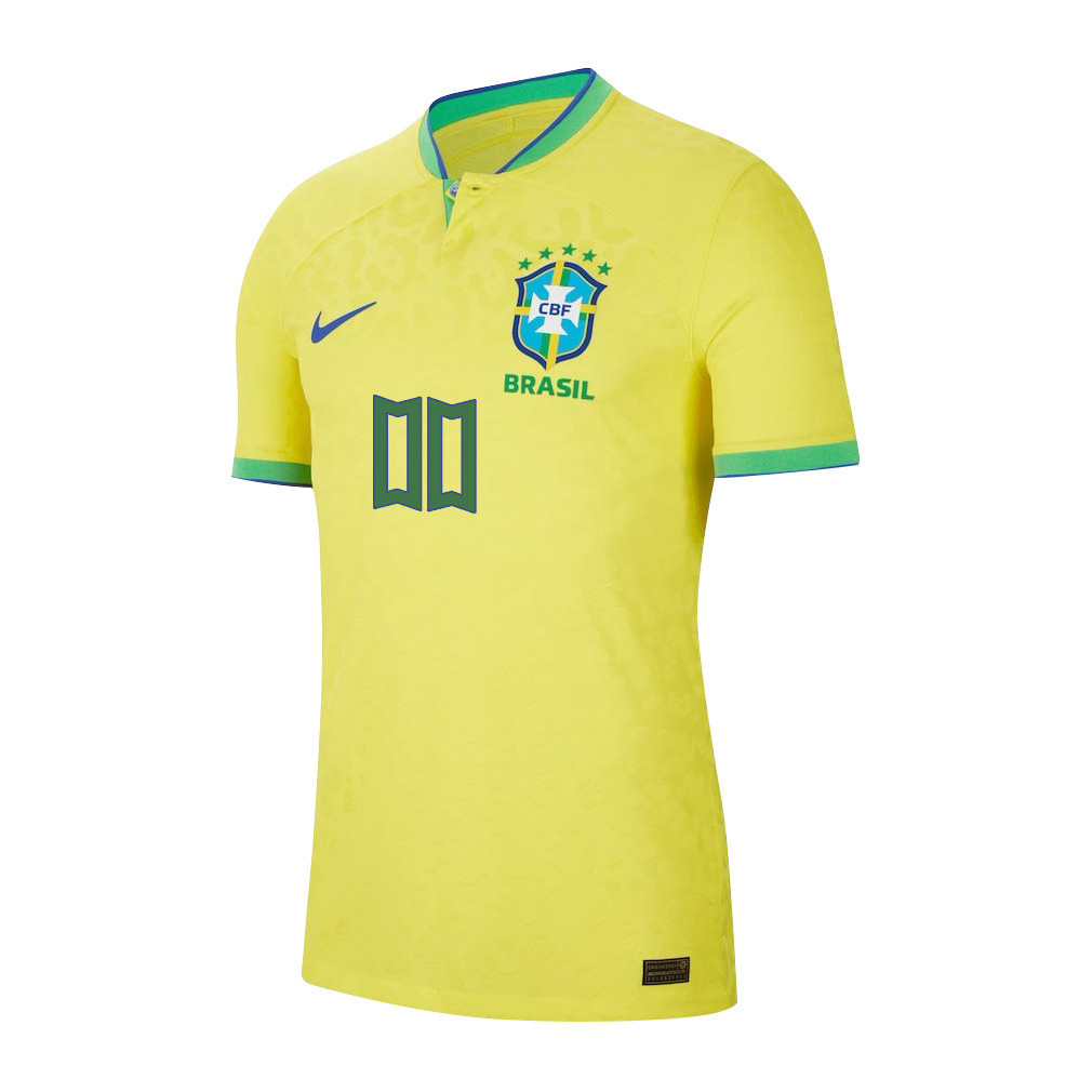 Brazil National Team 2022-23 Custom 00 Qatar World Cup Home Soccer Jersey –
