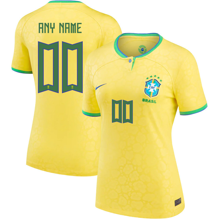 Brazil National Team 2022-23 Custom 00 Women Home Soccer Jersey