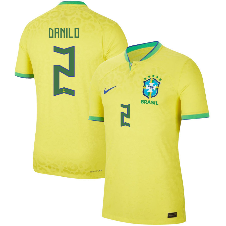 Brazil National Team 2022-23 Danilo 2 Home Men Soccer Jersey – Yellow