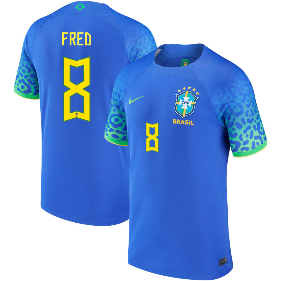 Brazil National Team 2022-23 Fred 8 Away Men Soccer Jersey – Blue