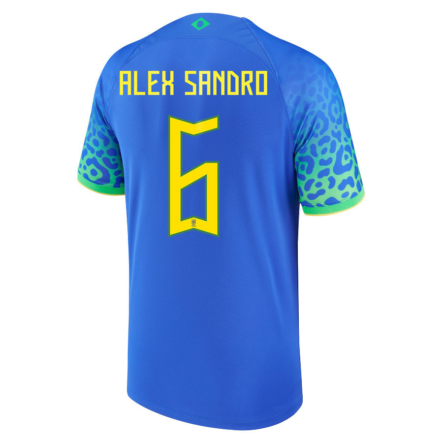 Brazil National Team 2022 Qatar World Cup Alex Sandro 6 Away Men Soccer Jersey
