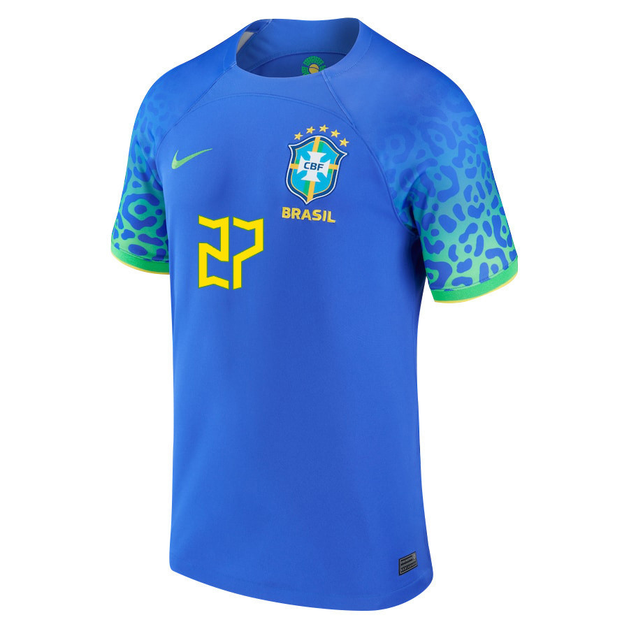 Brazil National Team 2022 Qatar World Cup Bruno Henrique 27 Away Men Soccer Jersey