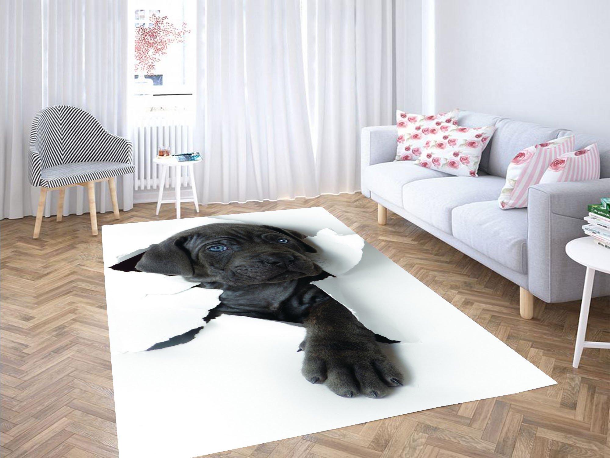 Break Wall With Dog Carpet Rectangle Rug