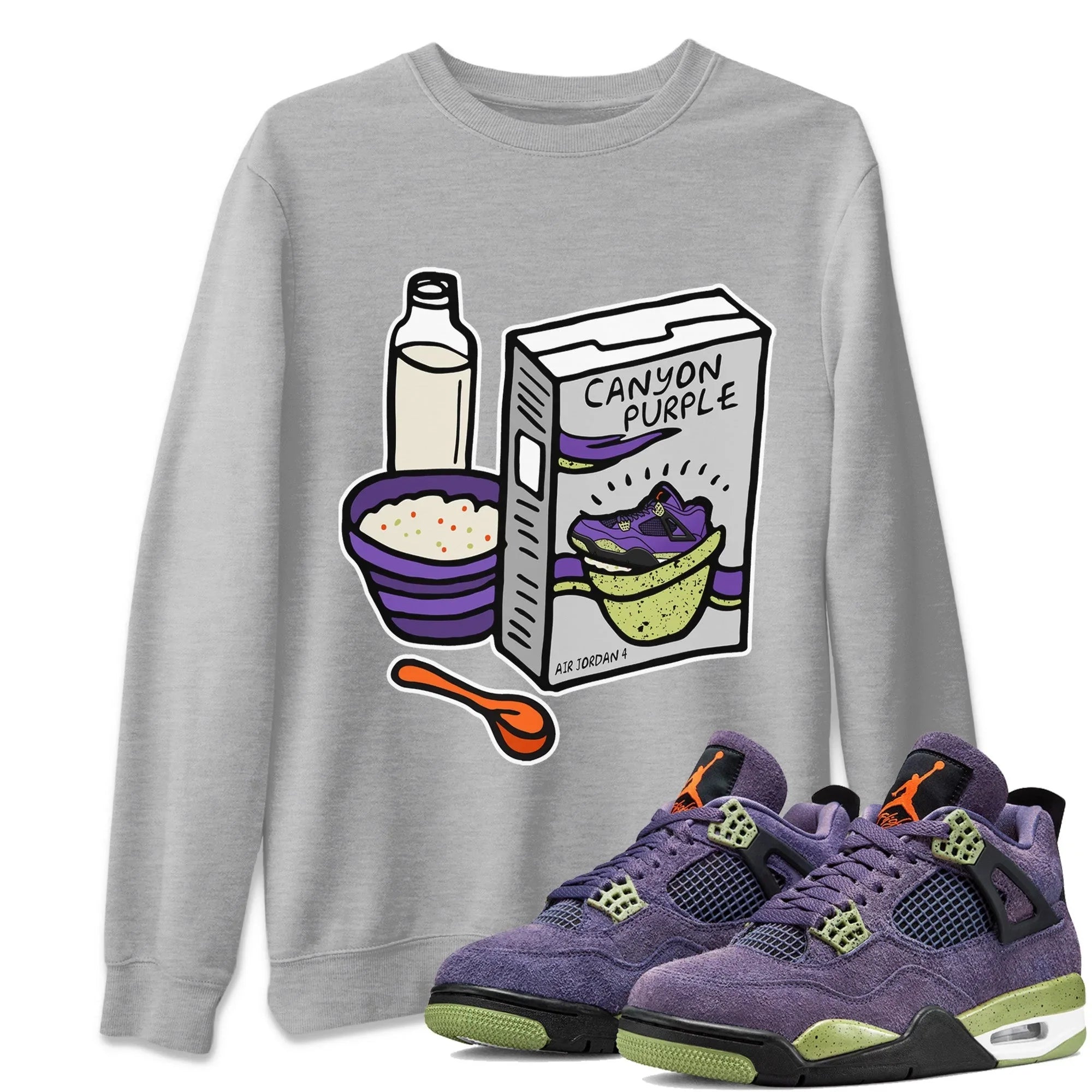 Breakfast Cereal Unisex Sweater – Air Jordan 4 Canyon Purple, Sneakers Matching Sweater